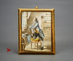 Antike preußische Miniaturmalerei Porträt von J.W. von Goethe