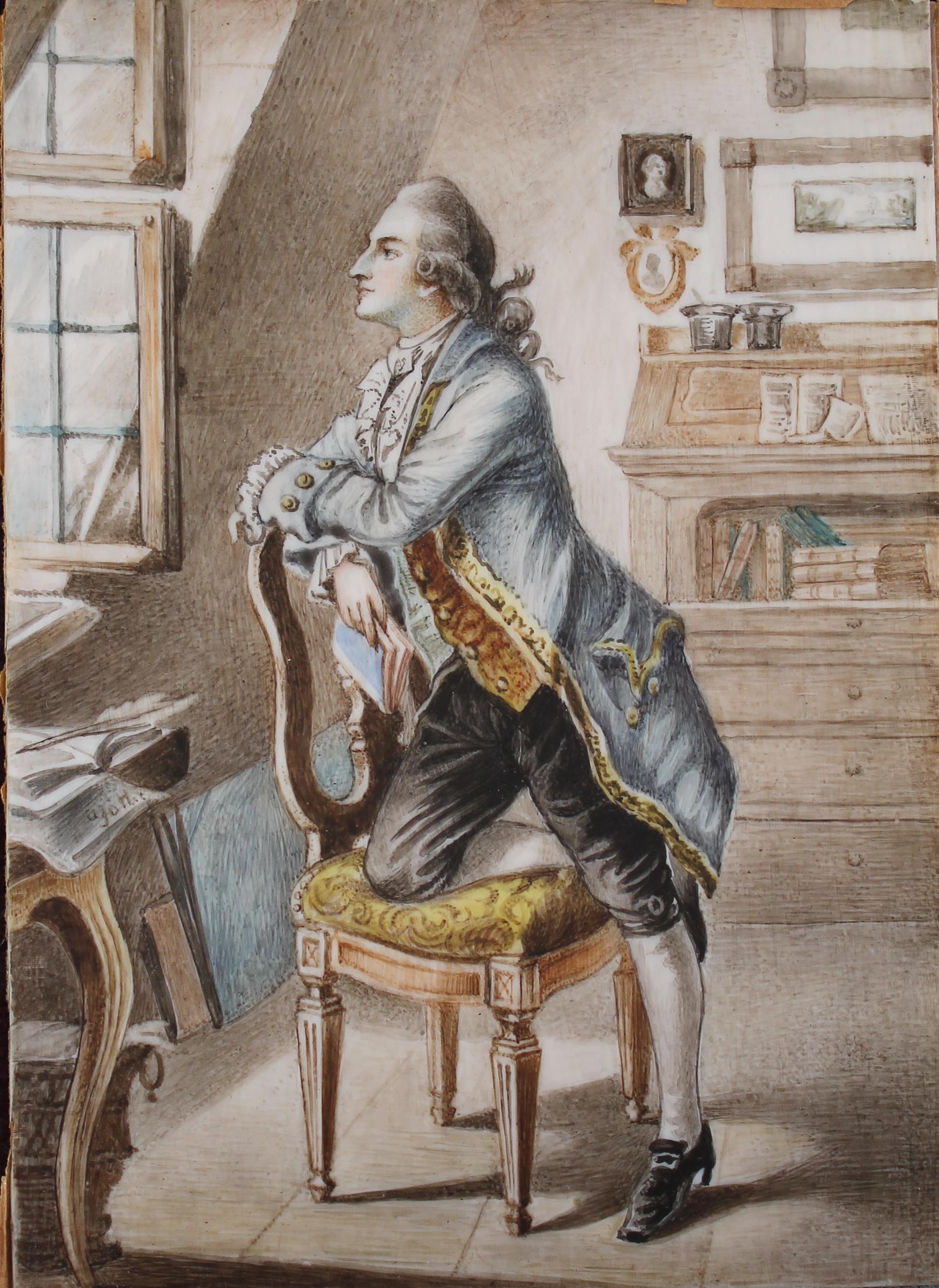 Antike preußische Miniaturmalerei Porträt von J.W. von Goethe (Deutsch) im Angebot
