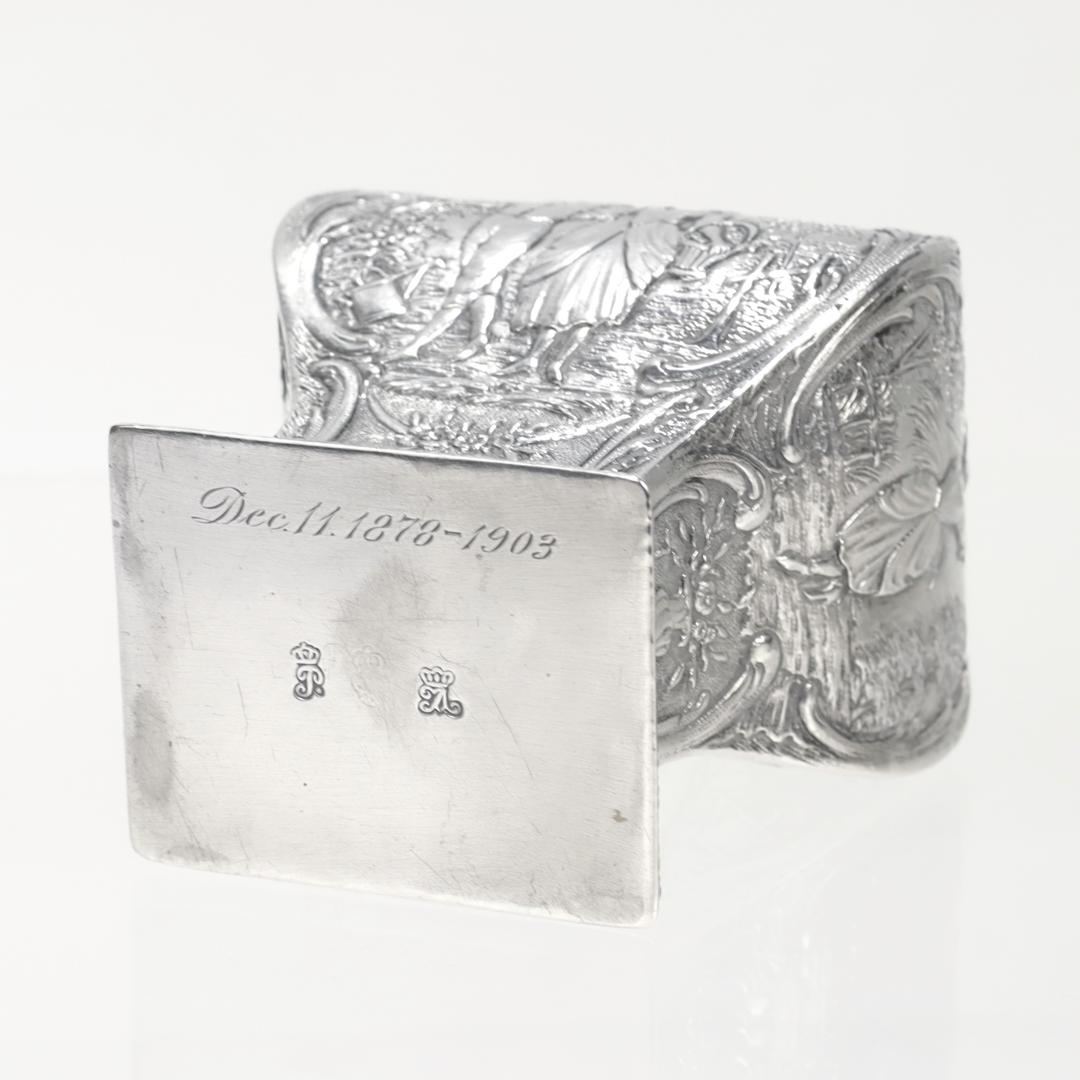 Antique German Pseudo-Hanau .800 Silver Repoussé Tea Caddy by Georg Roth & Co. For Sale 7