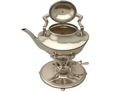 Antique German Queen Anne Style Silver Spirit Kettle, Circa 1910
