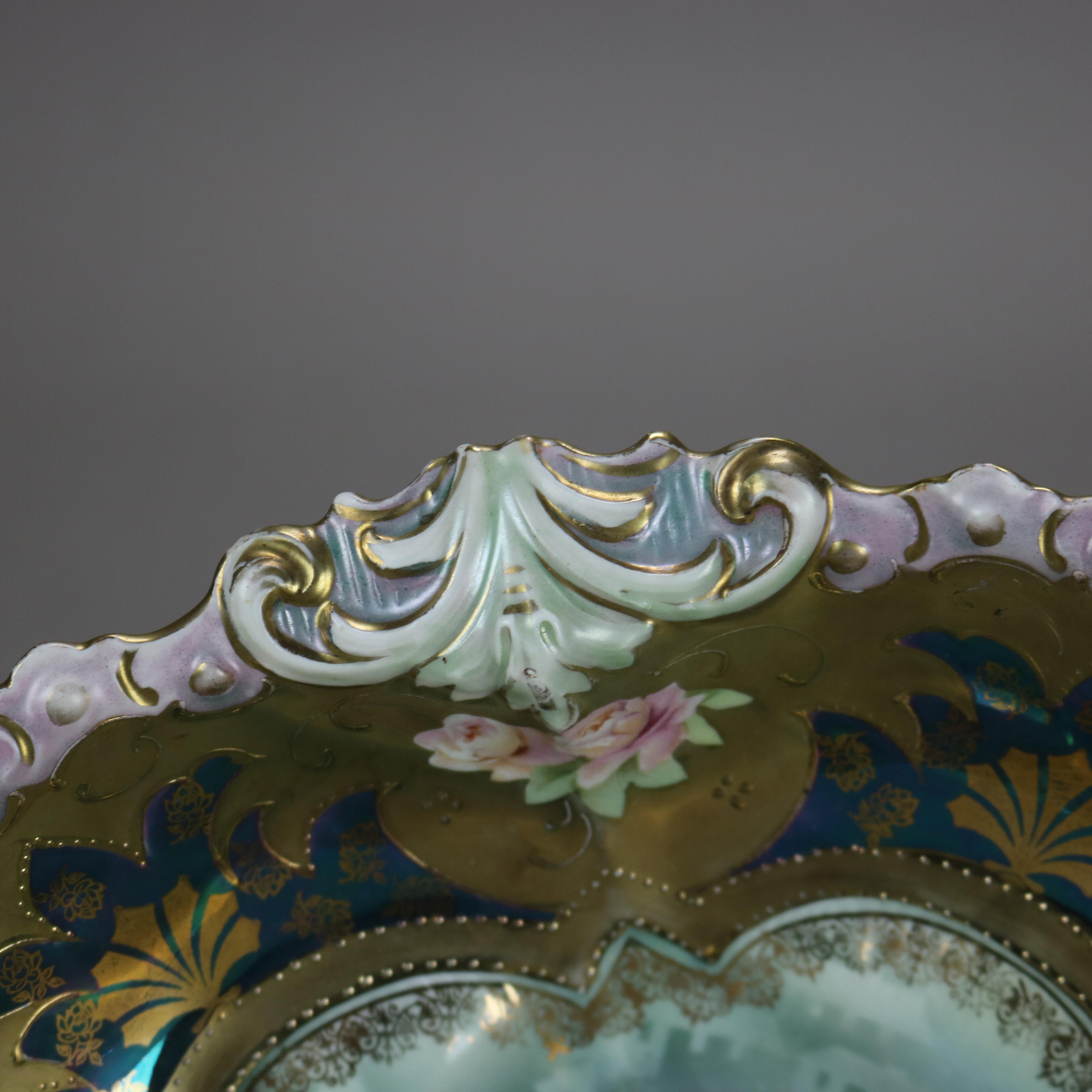 Antique German R. S. Prussia Hand Painted And Gilt Porcelain Portrait Bowl C1890 1