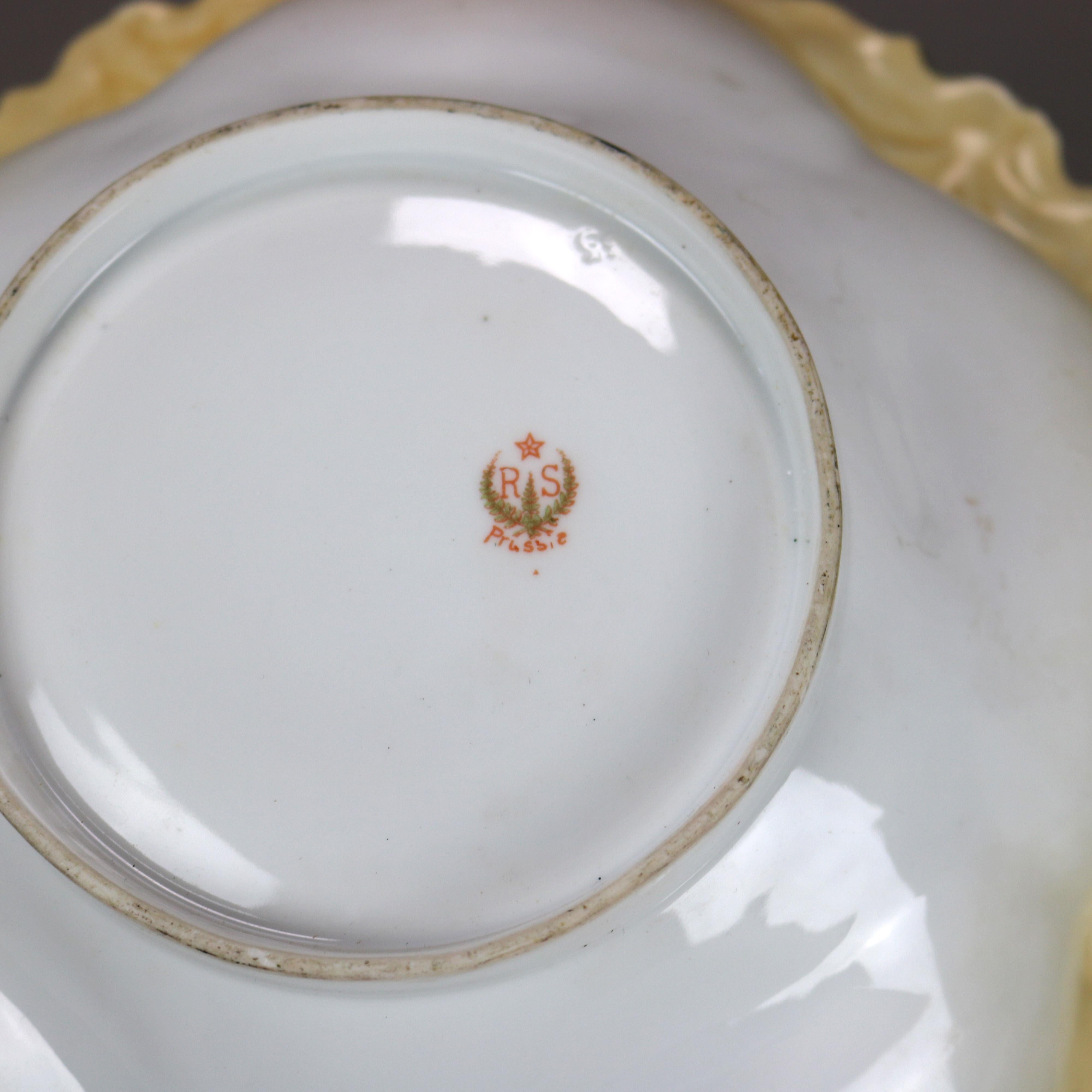 Antique German R. S. Prussia Hand Painted And Gilt Porcelain Portrait Bowl C1890 2