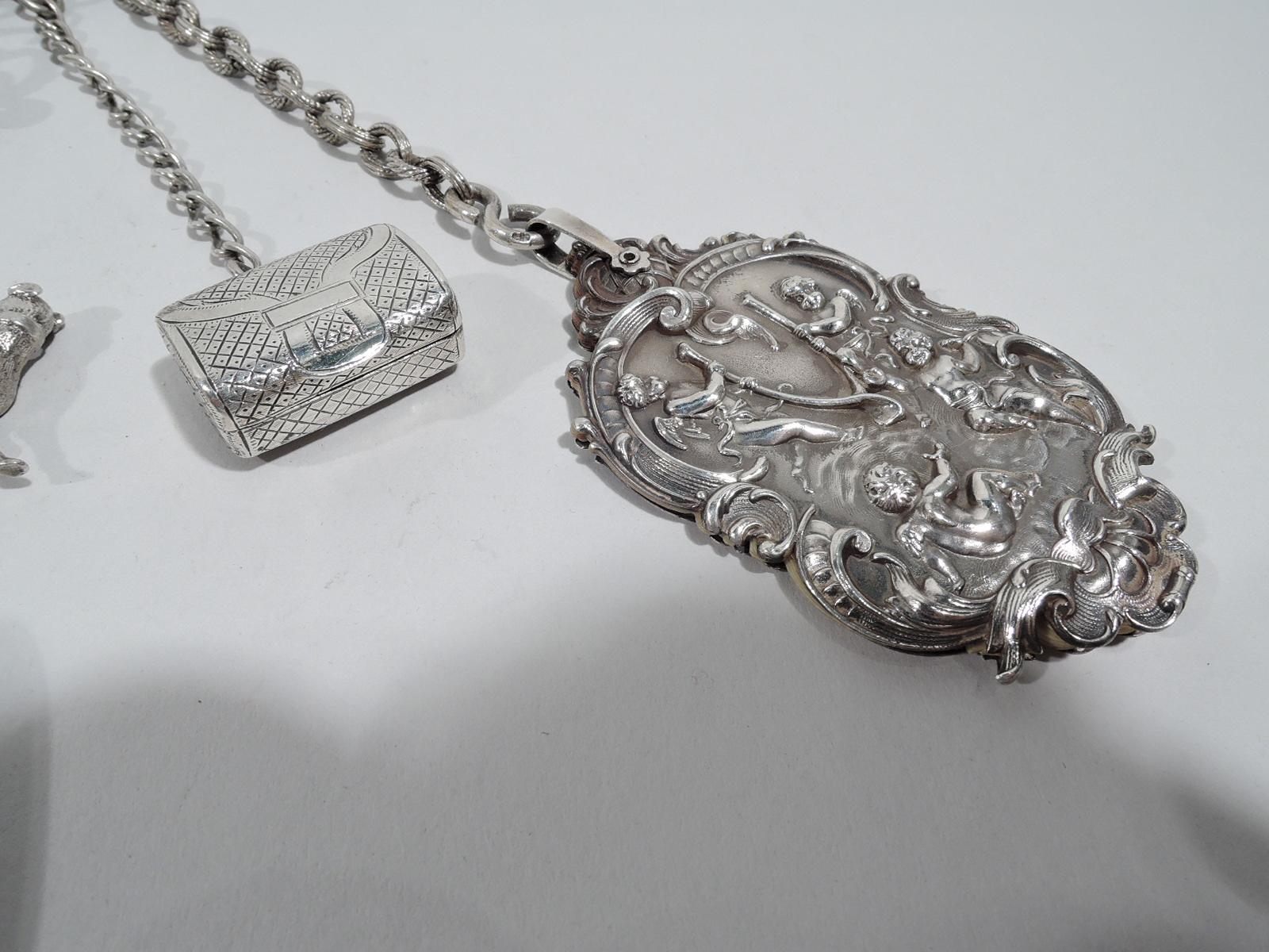 Antike deutsche Damen- Chatelaine aus Silber im Renaissance-Revival-Stil (Neorenaissance)