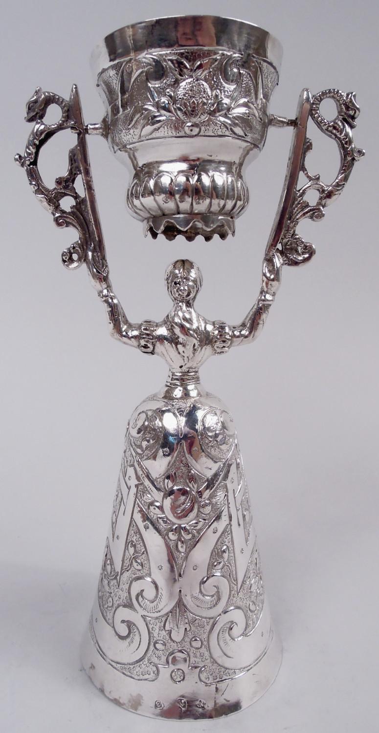 Antigua Copa de Bodas Jungfrau Renacimiento Alemán Plata Renacimiento renacentista en venta