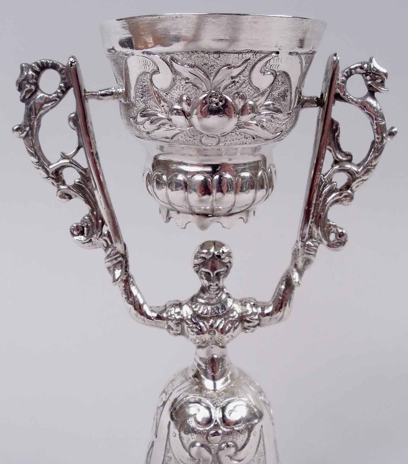 Antigua Copa de Bodas Jungfrau Renacimiento Alemán Plata siglo XX en venta