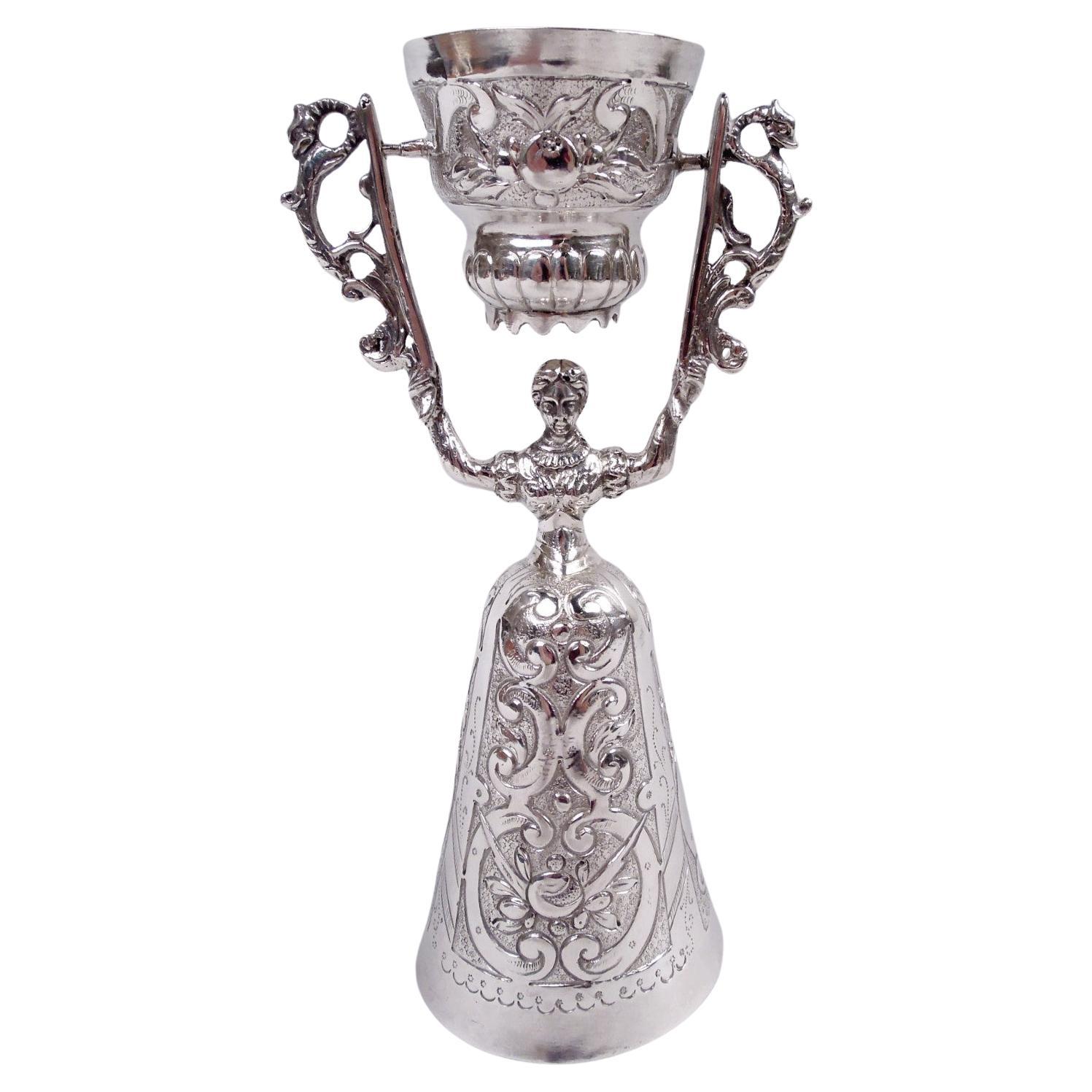 Antique German Renaissance Silver Jungfrau Wedding Cup