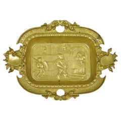 Antique German Renaissance Solid Brass Figural Small Trinket Dish Marked Germany