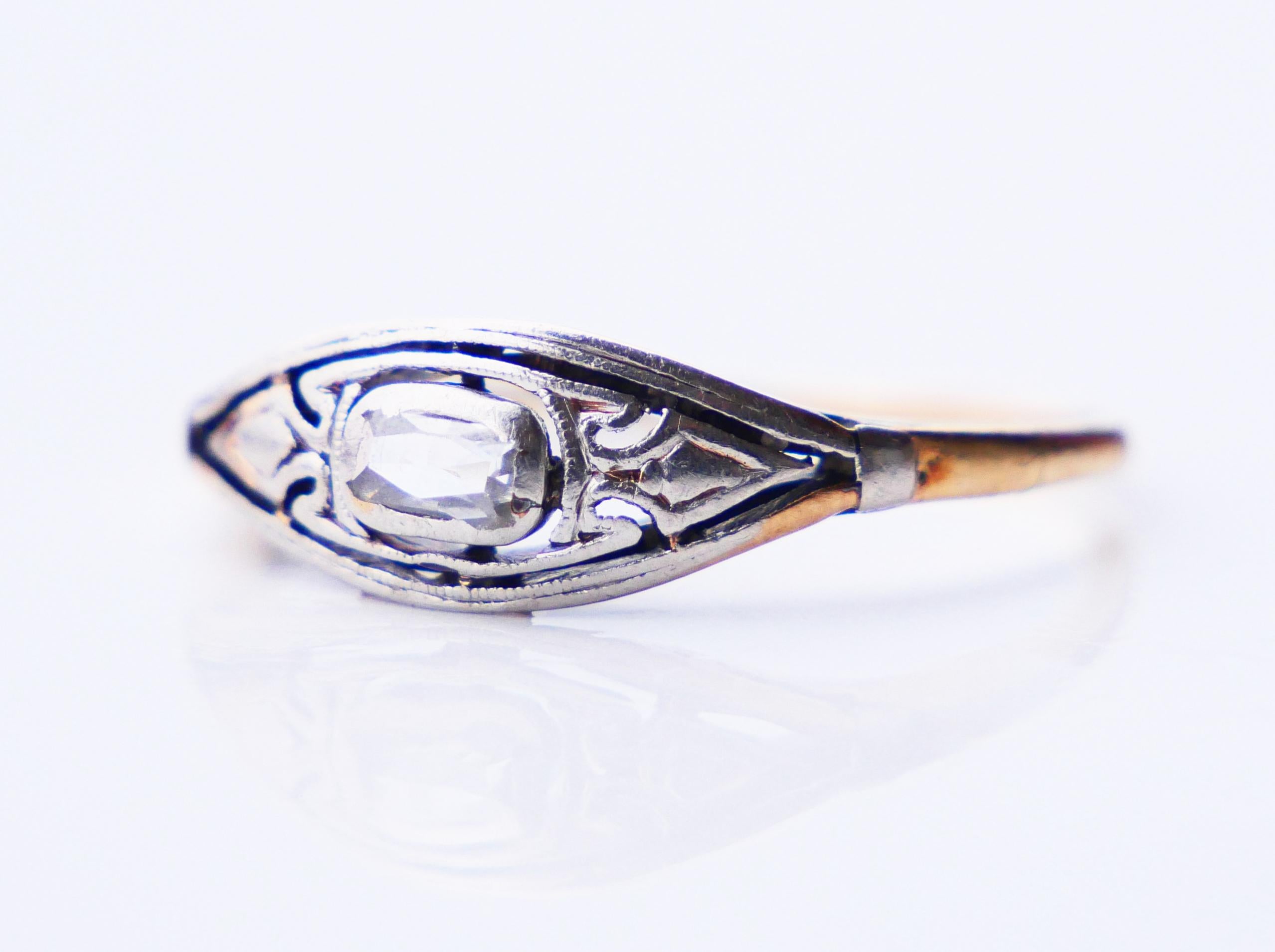 Antique German Ring 0.5 ct. Diamond solid 14K Yellow Gold Silver Ø US7.5 / 1.9gr For Sale 3