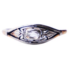 Antiker deutscher Ring 0,5 Karat. Diamant massiv 14K Gelbgold Silber Ø US7.5 / 1.9gr