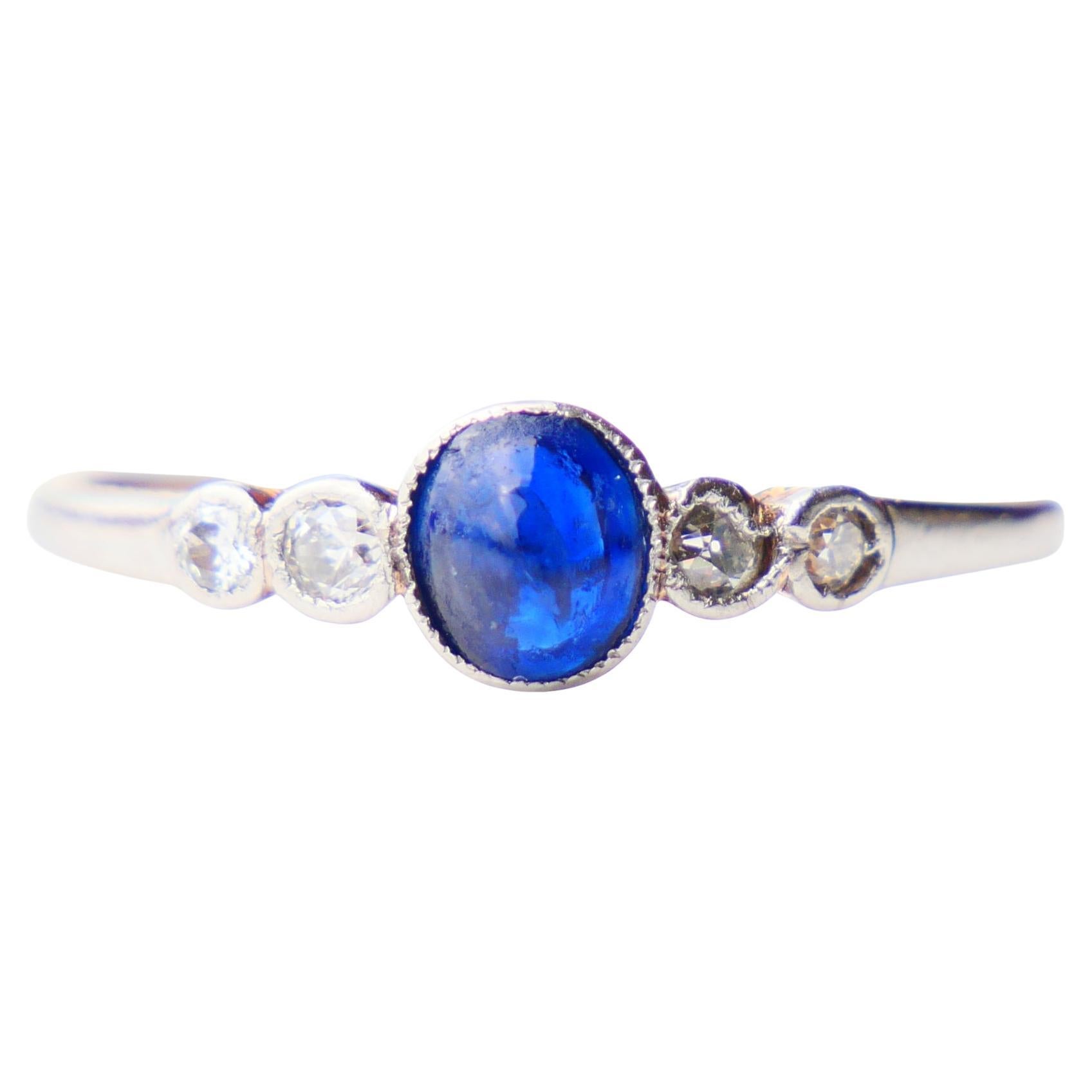 Antique German Ring 0.5ct natural Sapphire Diamonds solid 18K Gold ØUS ...