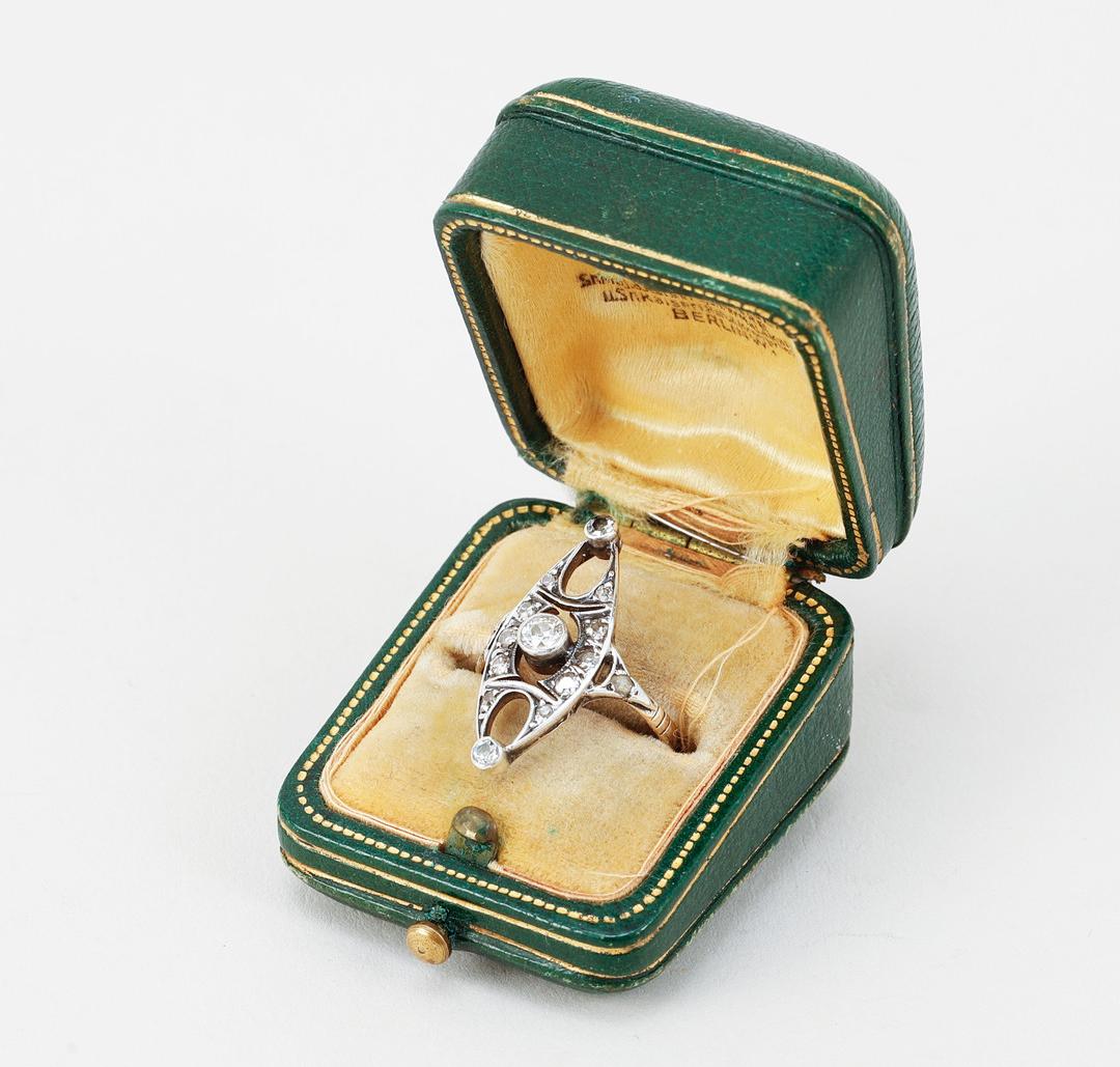 Antiker deutscher Ring 0.7ctw Diamanten massiv 14K Gelbgold Silber Ø6.75US/2.55gr im Angebot 1