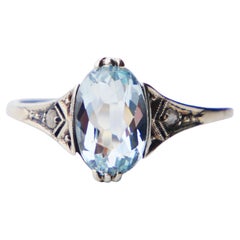 Antique German Ring 1.4ct Aquamarine Diamonds solid 18K Gold Ø US4.75 / 1.9gr Antique German Ring 1.4ct Aquamarine Diamonds solid 18K Gold Ø US4.75 / 1.9gr