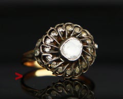 Antique German Ring 1.4ctw old cut Diamonds solid 12K Gold Silver ØUS8/ 3.6gr