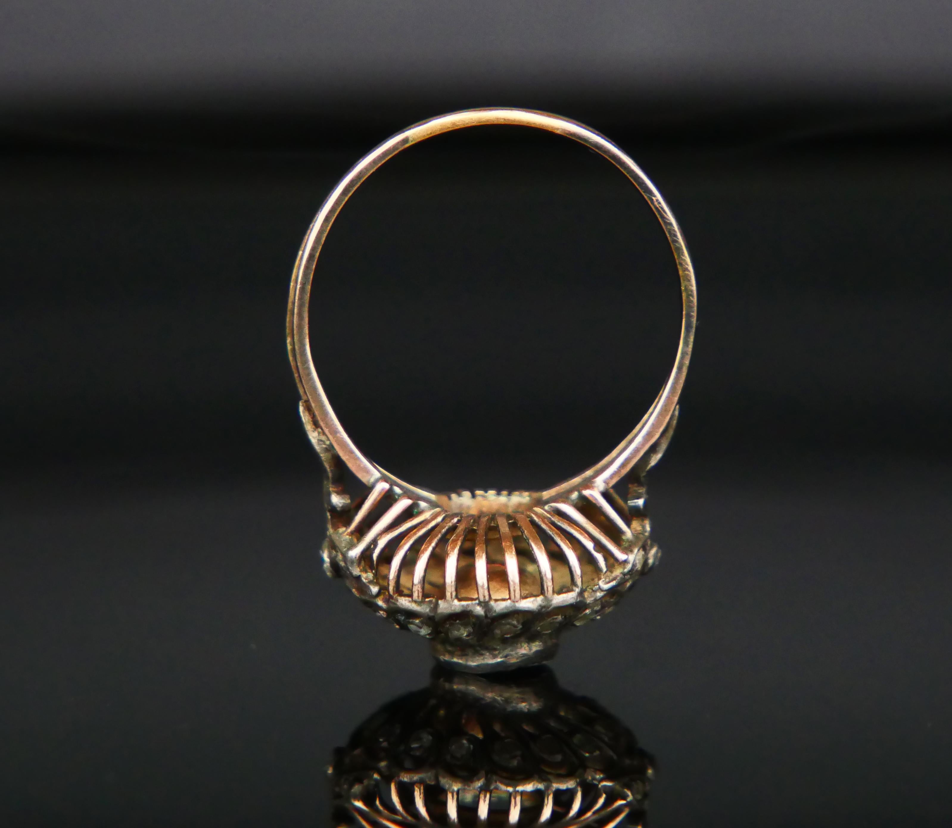 Antique German Ring 1.4ctw old cut Diamonds solid 12K Gold Silver ØUS8/ 3.6gr For Sale 1