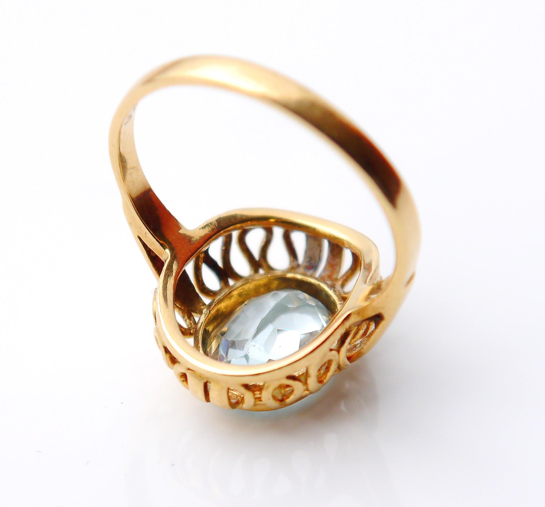 Women's Antique German Ring 3ct Aquamarine solid 18K Gold Ø 6.75 US /4.4gr For Sale