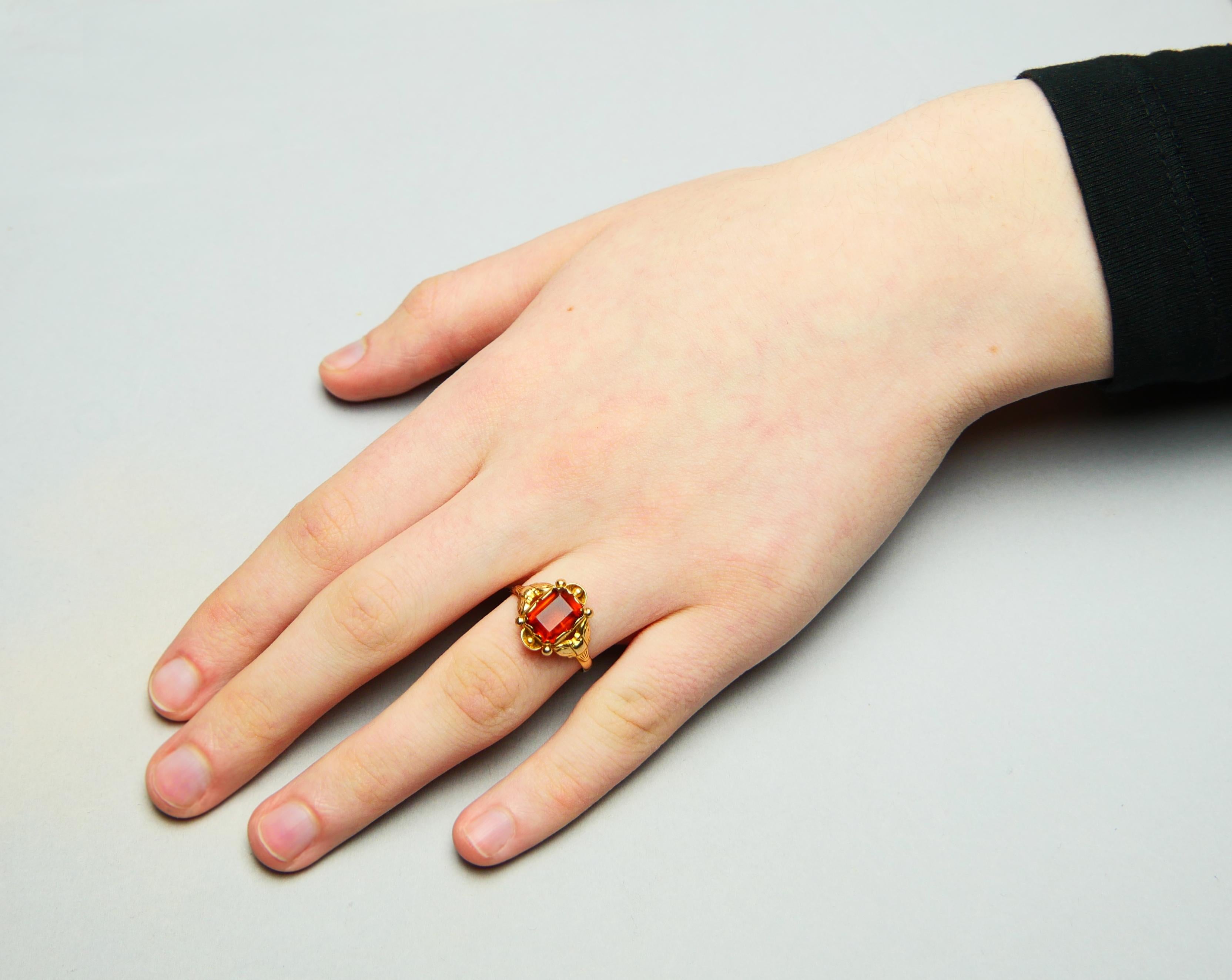 Antique German Ring Citrine solid 14K Gold ØUS7 / 2.87gr en vente 6