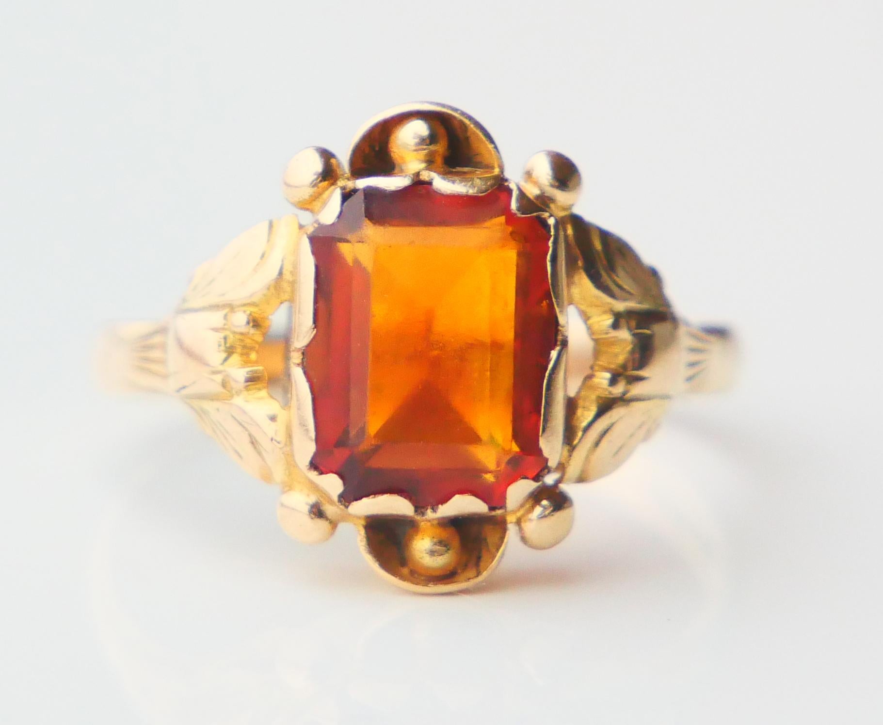 Antique German Ring Citrine solid 14K Gold ØUS7 / 2.87gr en vente 7