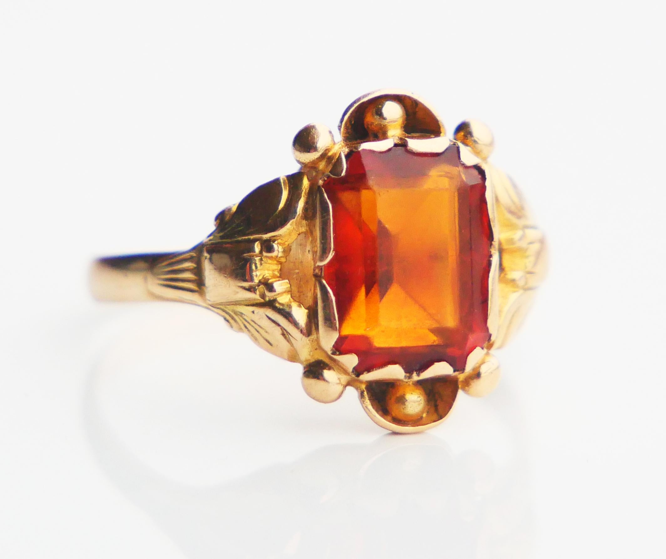 Antique German Ring Citrine solid 14K Gold ØUS7 / 2.87gr en vente 8