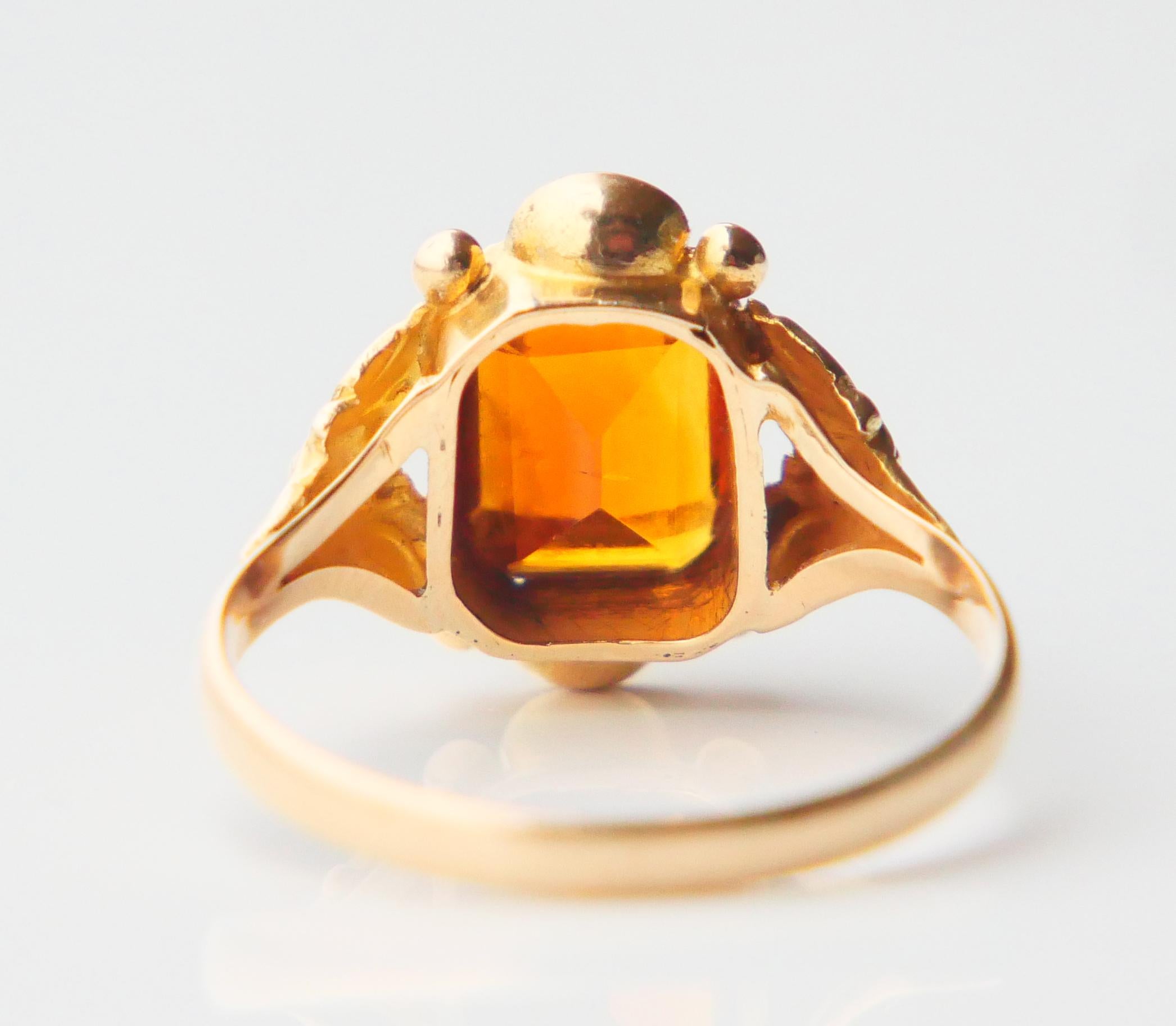 Antique German Ring Citrine solid 14K Gold ØUS7 / 2.87gr en vente 9
