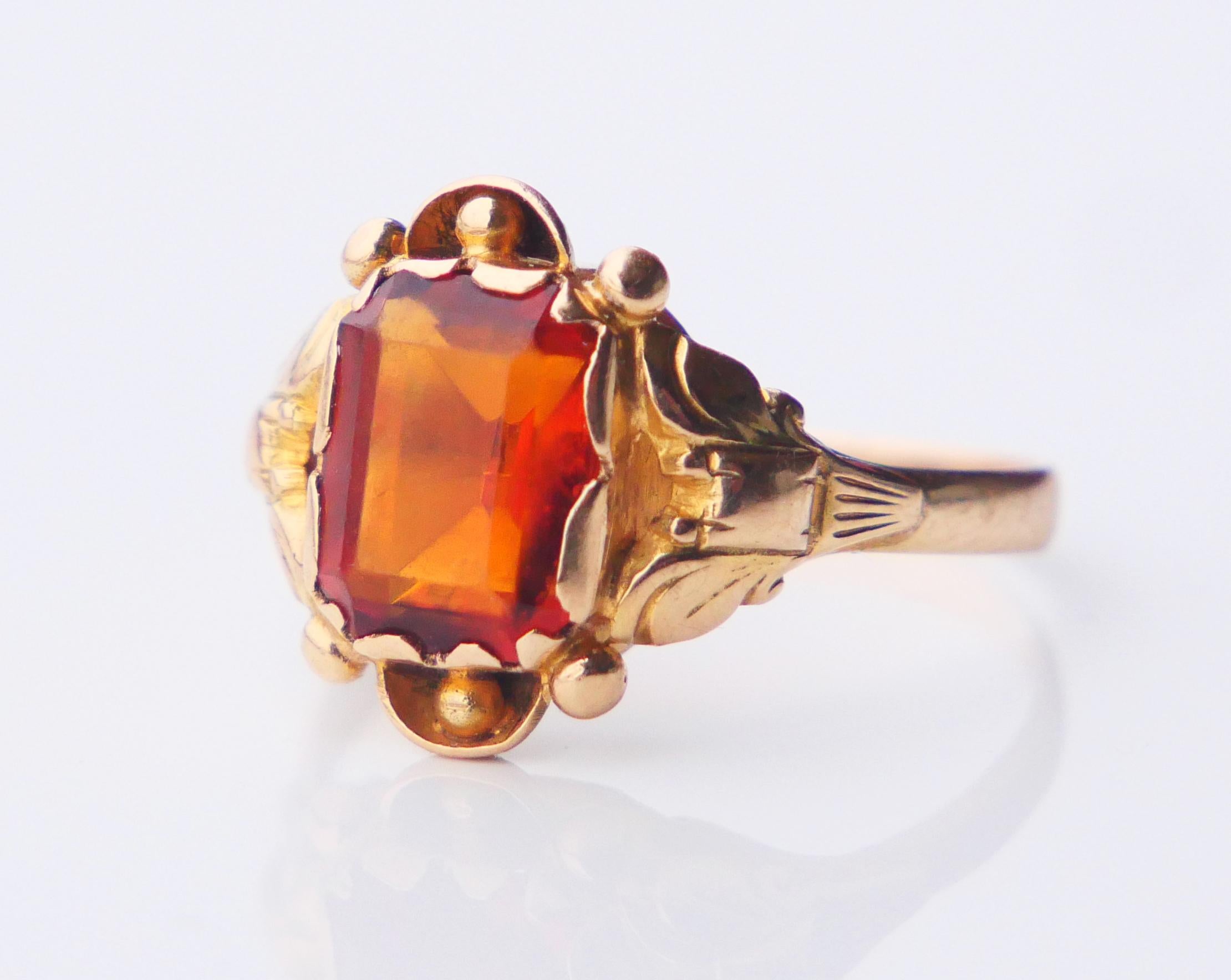 Antique German Ring Citrine solid 14K Gold ØUS7 / 2.87gr en vente 10