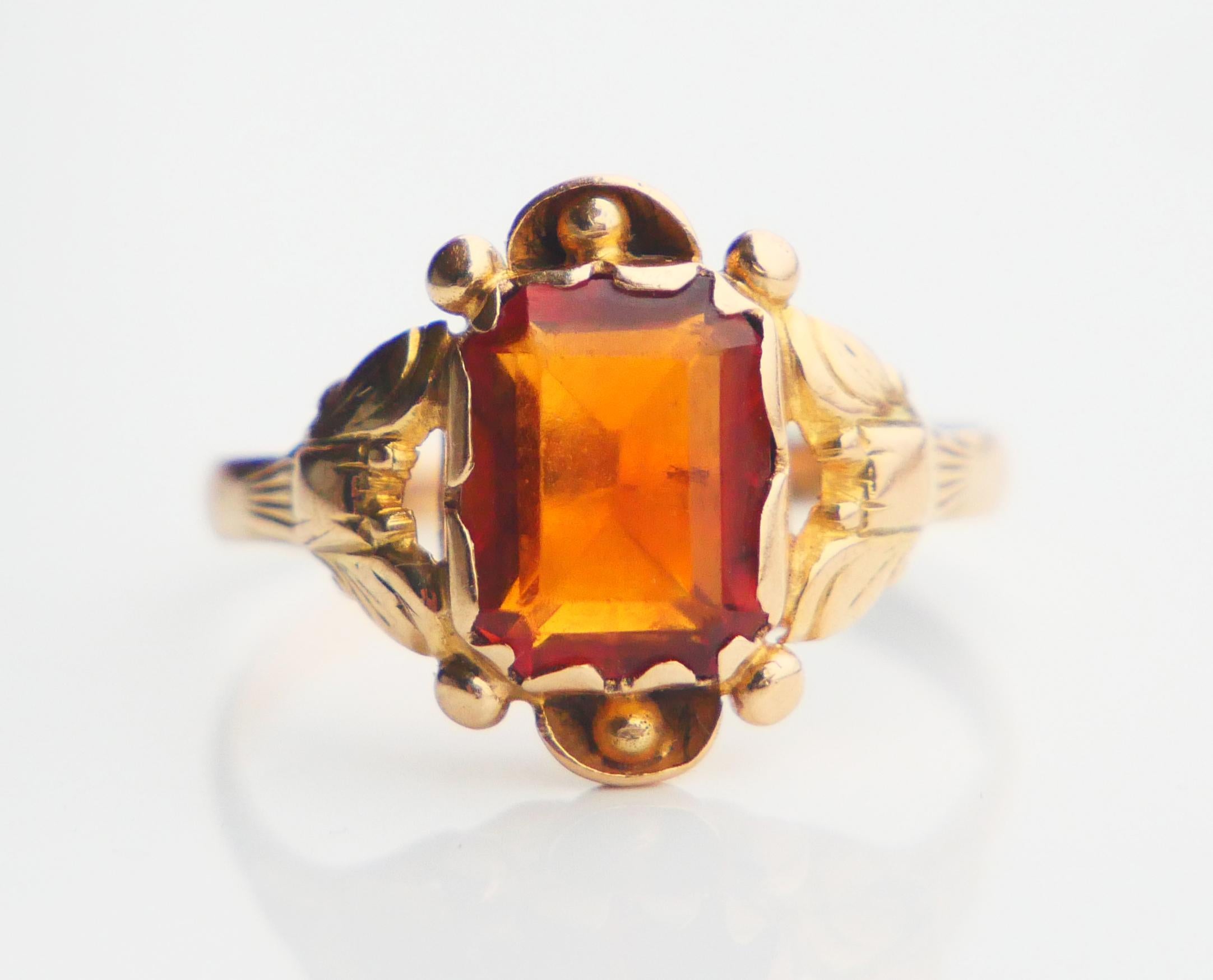 Antique German Ring Citrine solid 14K Gold ØUS7 / 2.87gr en vente 11
