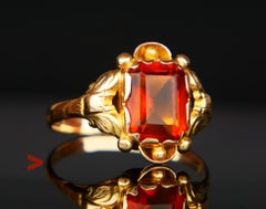 Antique German Ring Citrine solid 14K Gold ØUS7 / 2.87gr