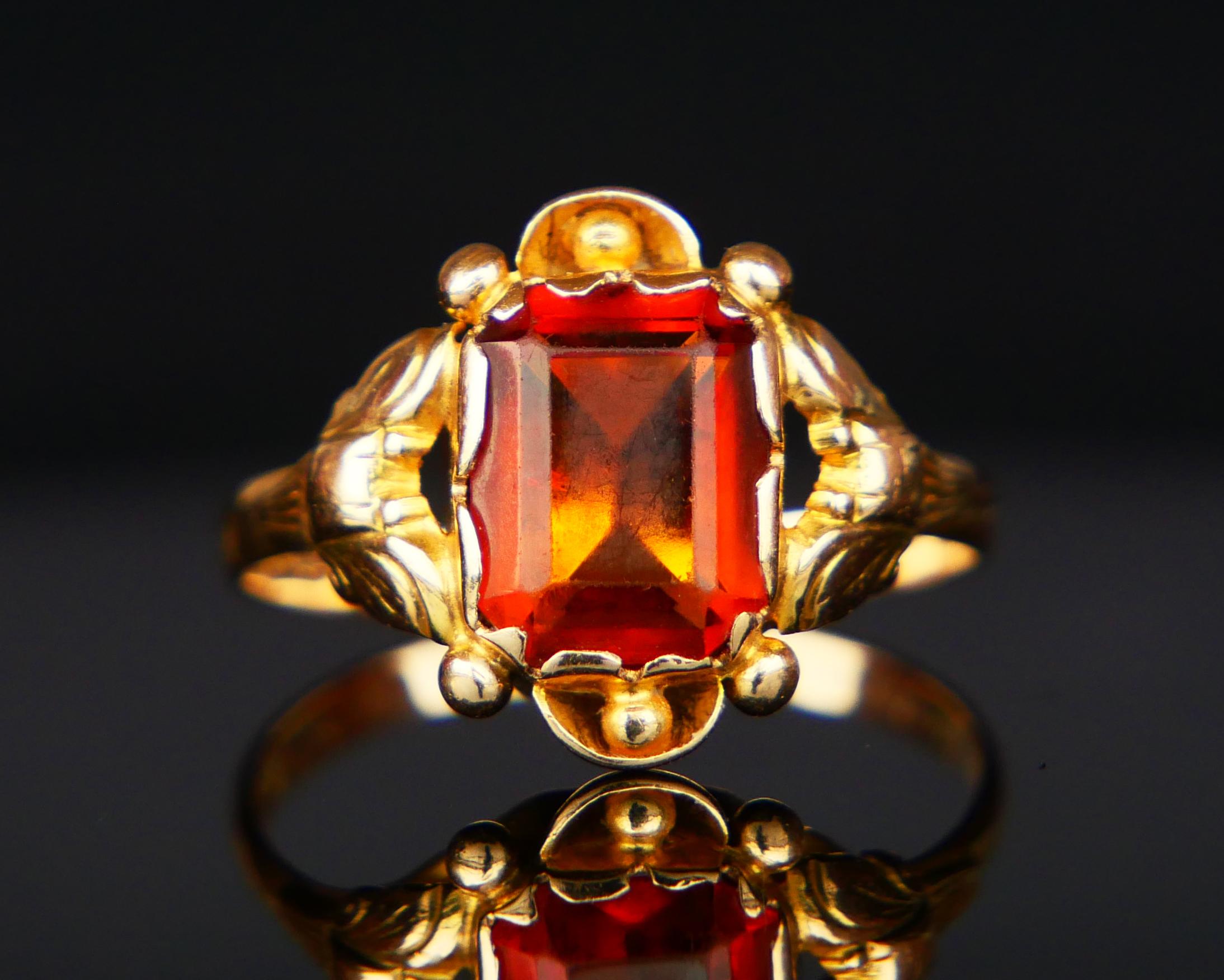 Art déco Antique German Ring Citrine solid 14K Gold ØUS7 / 2.87gr en vente
