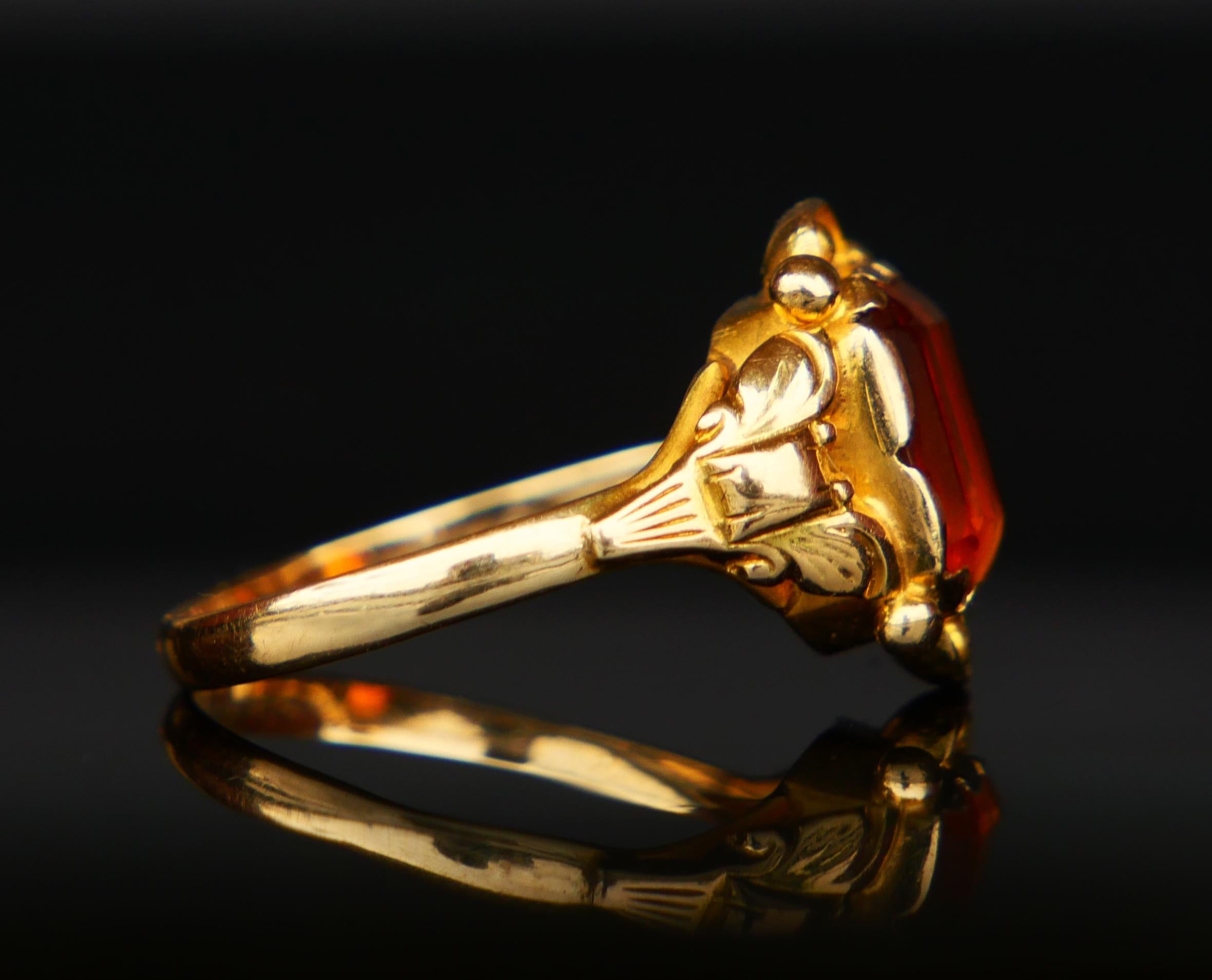 Antique German Ring Citrine solid 14K Gold ØUS7 / 2.87gr Pour femmes en vente