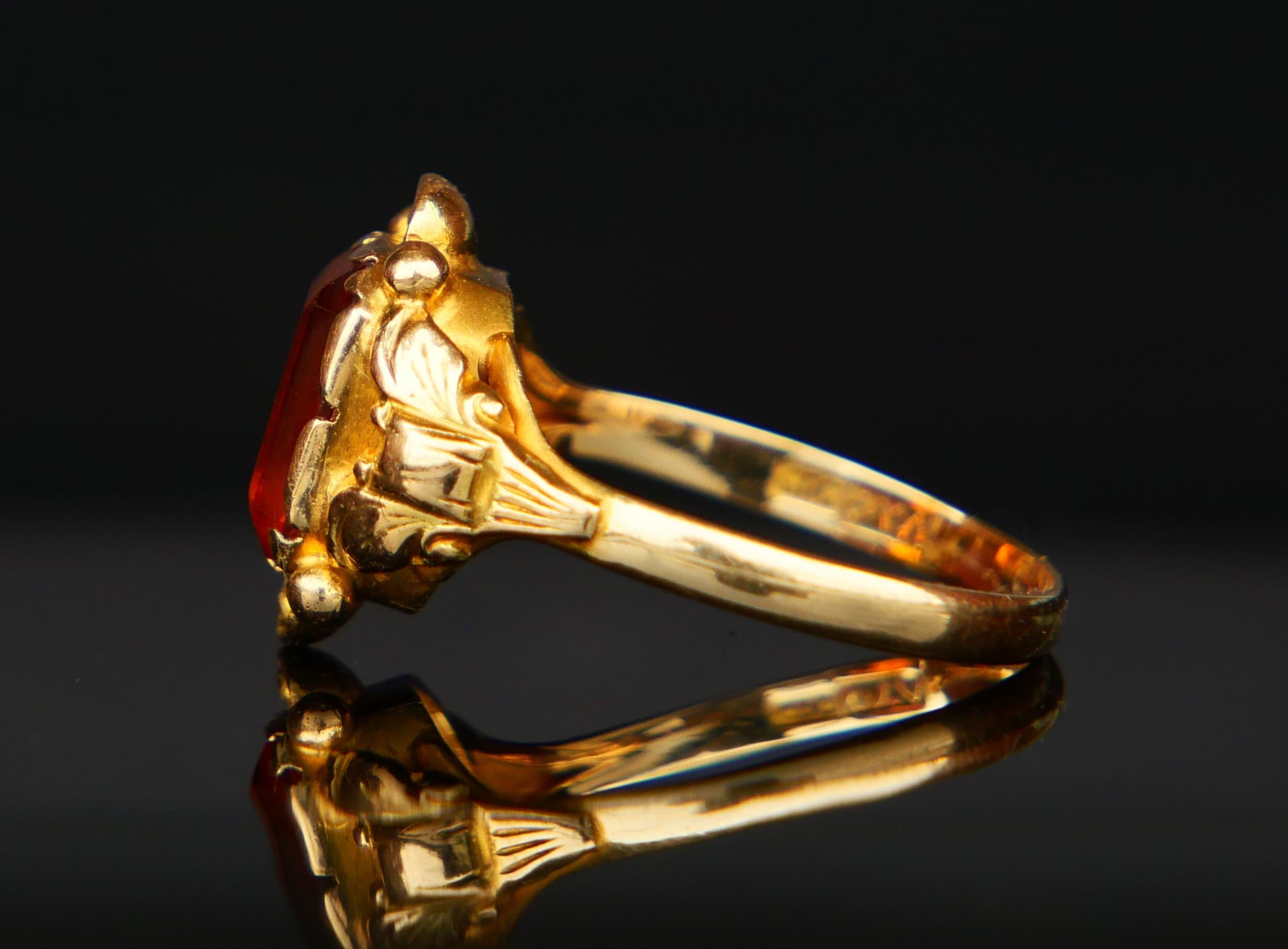Antique German Ring Citrine solid 14K Gold ØUS7 / 2.87gr en vente 2