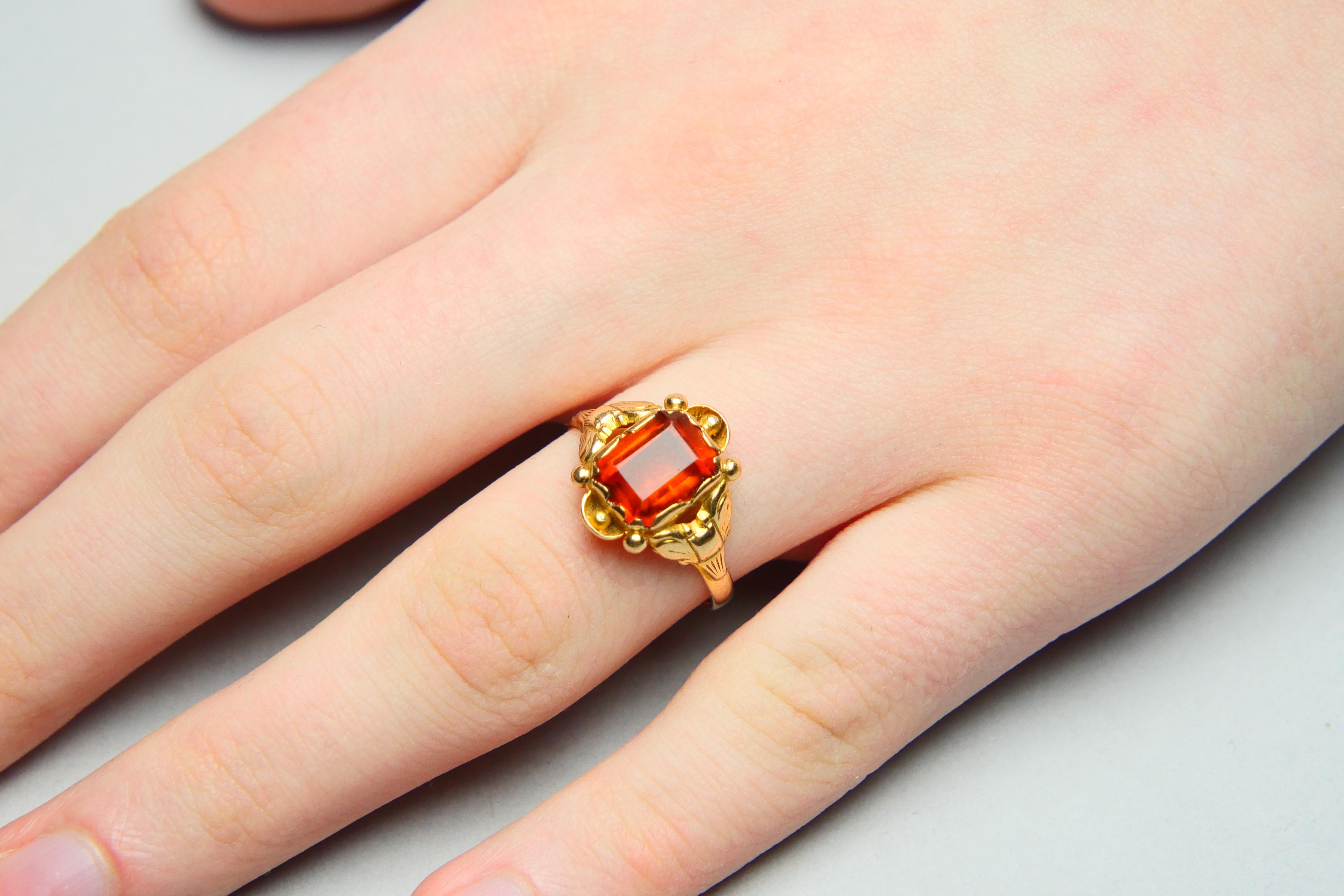 Antique German Ring Citrine solid 14K Gold ØUS7 / 2.87gr en vente 4