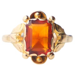 Antique German Ring Citrine solid 14K Gold ØUS7 / 2.87gr