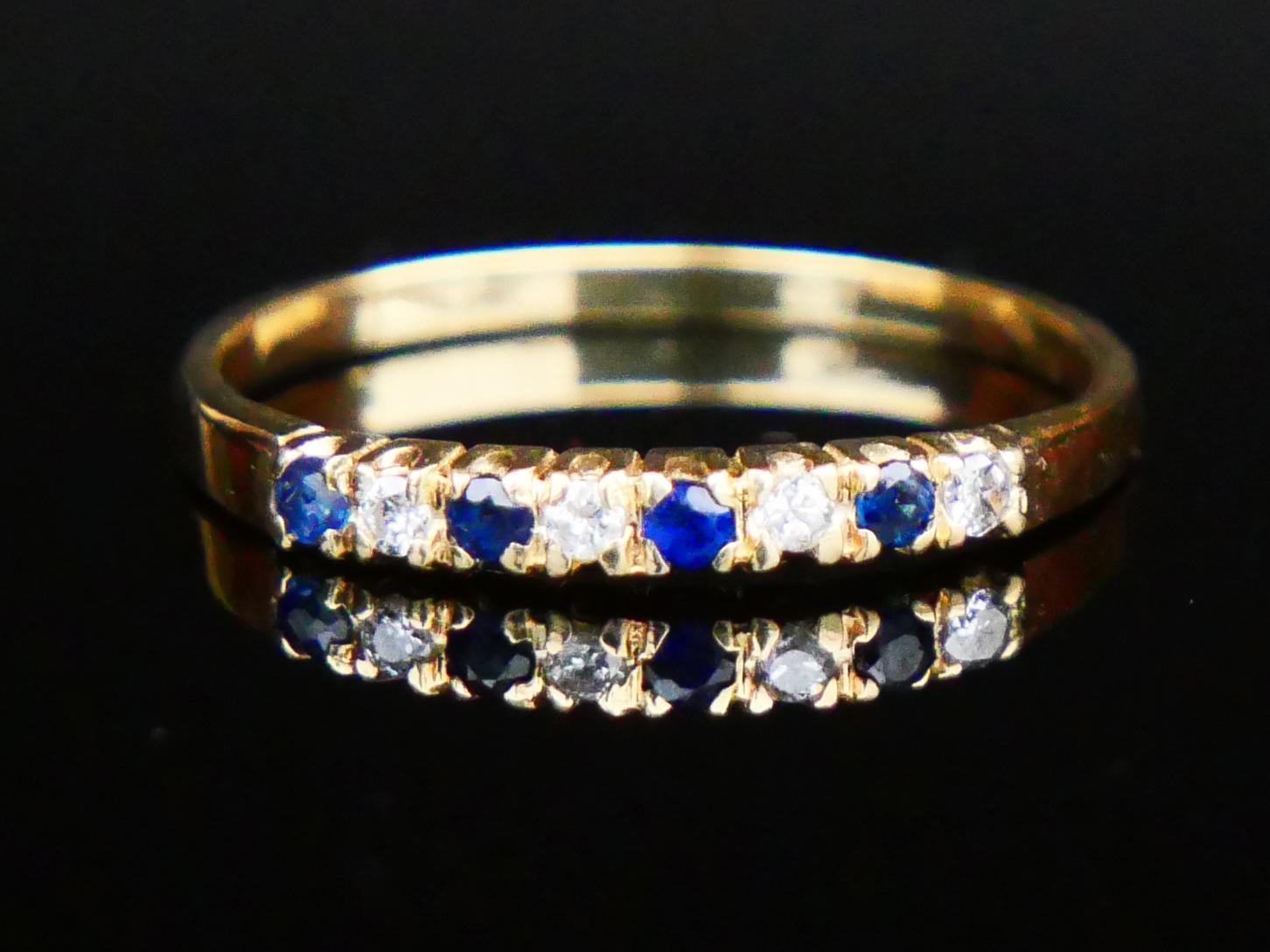 Anello antico tedesco con diamanti e zaffiri in oro giallo 14K Ø 6,25 US / 1,1gr in vendita 4