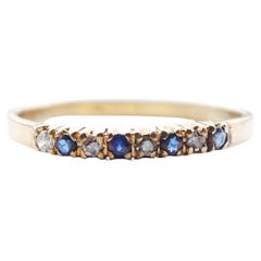 Antique German Ring Diamonds Sapphires solid 14K Yellow Gold Ø 6.25 US / 1.1gr