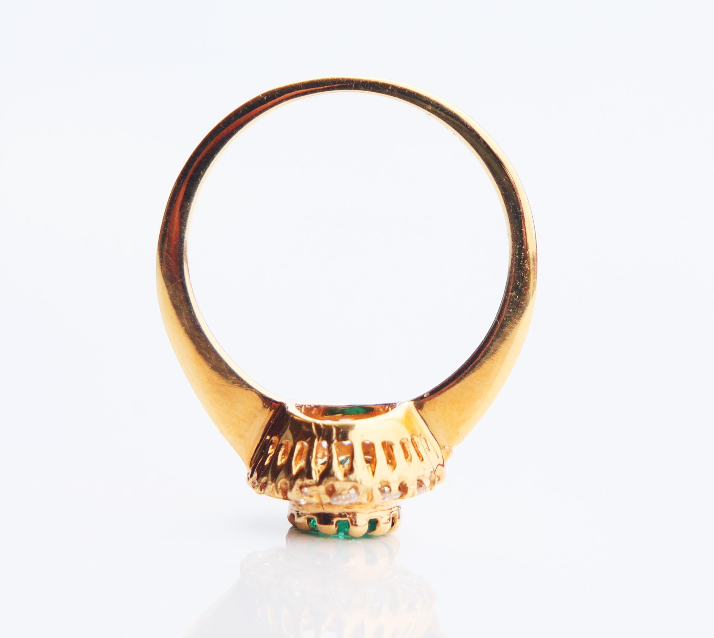 Antique German Ring 0.85 Emerald Diamonds solid 18K Yellow Gold Ø US4.5 / 2.65gr 5