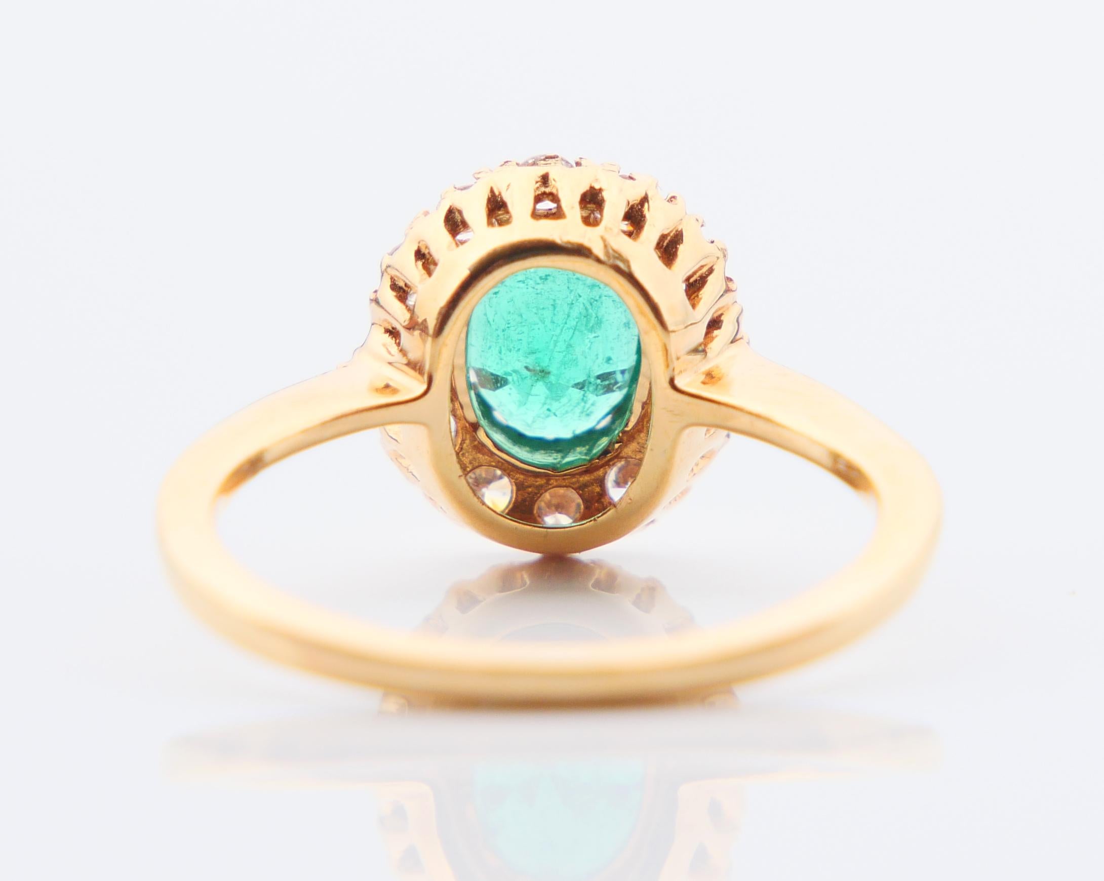 Antique German Ring 0.85 Emerald Diamonds solid 18K Yellow Gold Ø US4.5 / 2.65gr 4