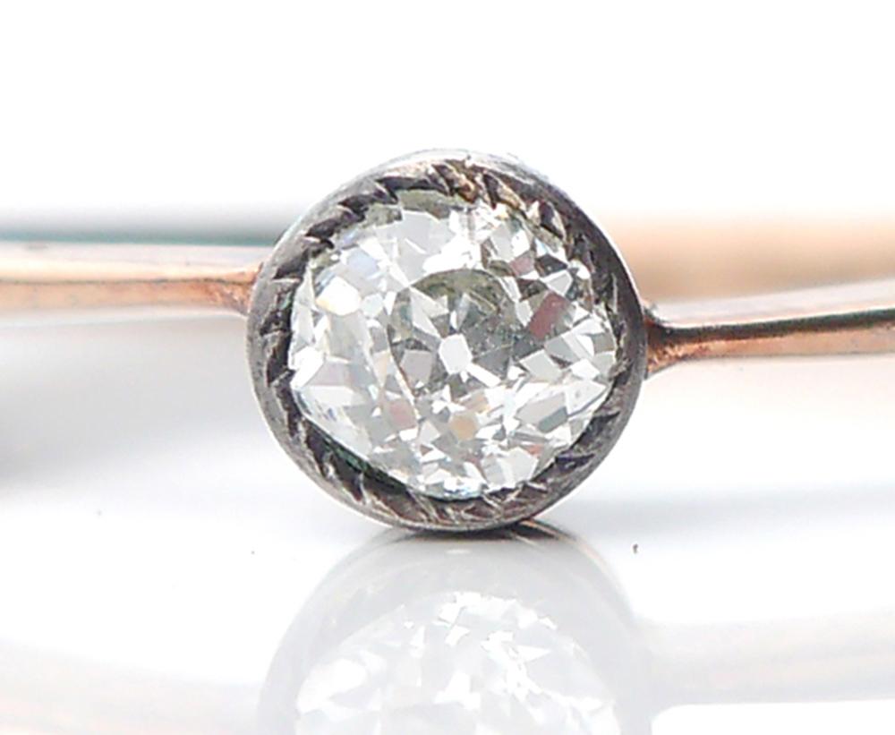 Art déco Bague Allemande Antique Nature 0.36ct Diamond Solid 14K Gold Ø 7.25US / 1.8gr en vente