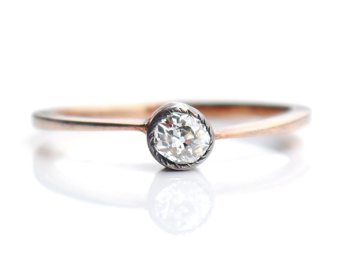 Bague Allemande Antique Nature 0.36ct Diamond Solid 14K Gold Ø 7.25US / 1.8gr en vente 1