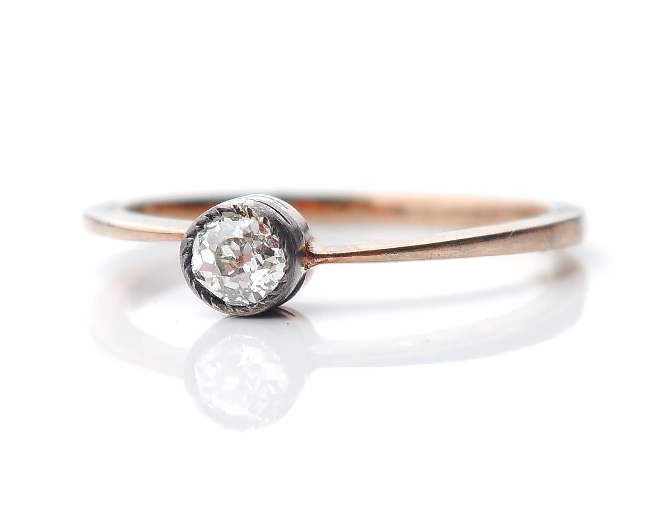 Bague Allemande Antique Nature 0.36ct Diamond Solid 14K Gold Ø 7.25US / 1.8gr en vente 3