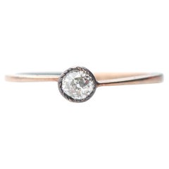 Antique German Ring natural 0.36ct Diamond Solid 14K Gold Ø 7.25US / 1.8gr