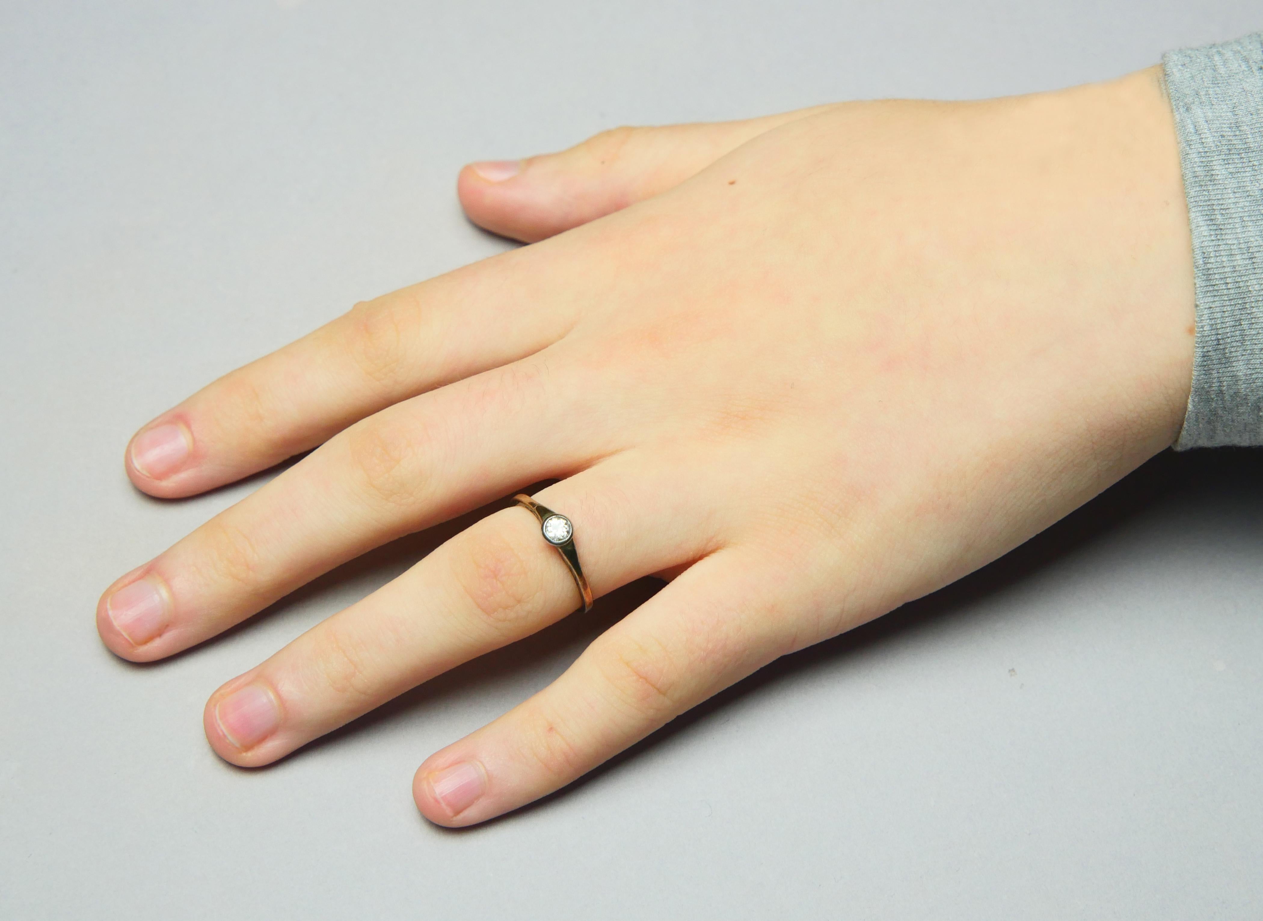 Antique German Ring natural 0.3ct Diamond solid 14K Gold Ø US6.5 / 1.5gr For Sale 5