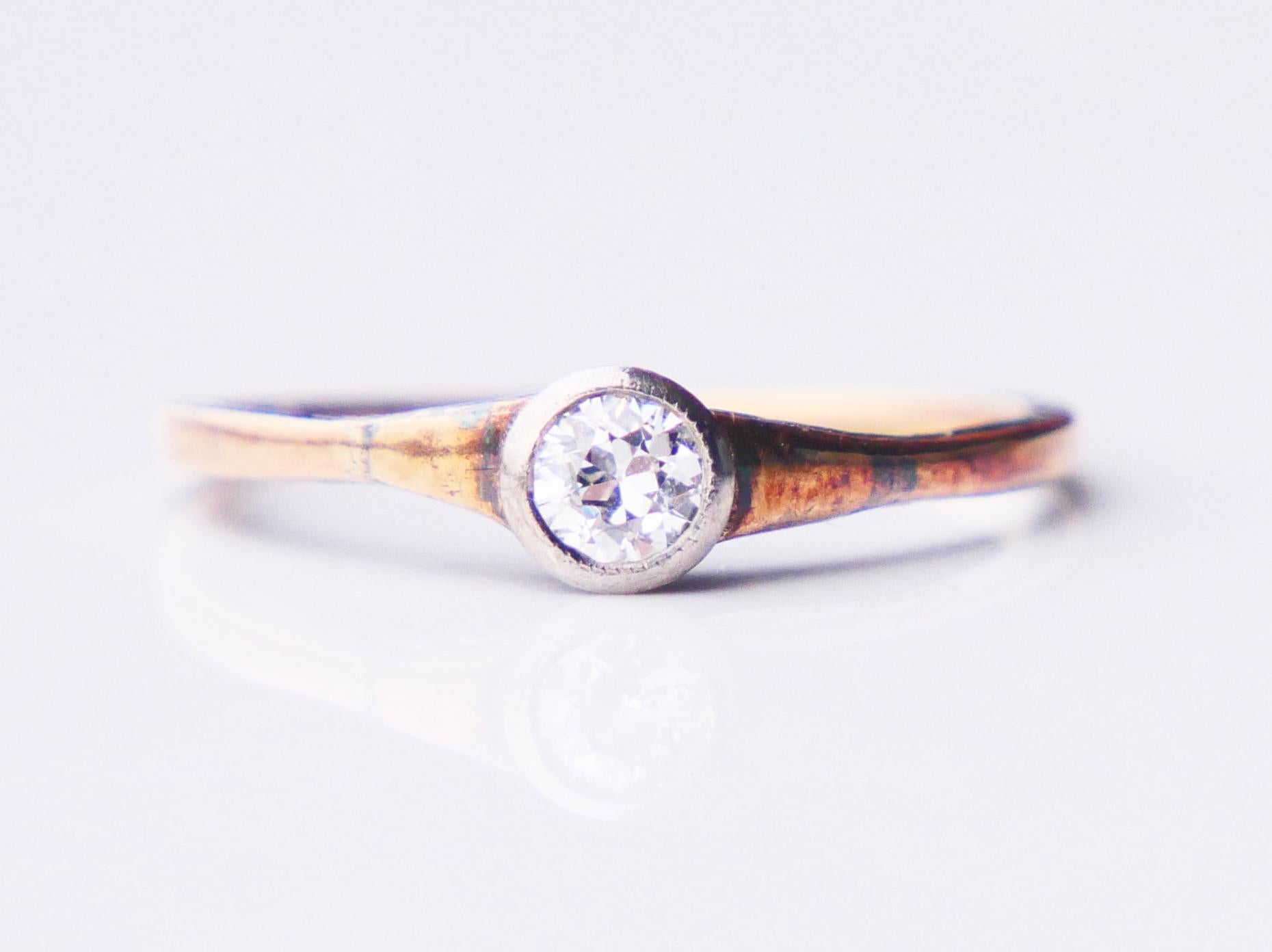 Antique German Ring natural 0.3ct Diamond solid 14K Gold Ø US6.5 / 1.5gr For Sale 6