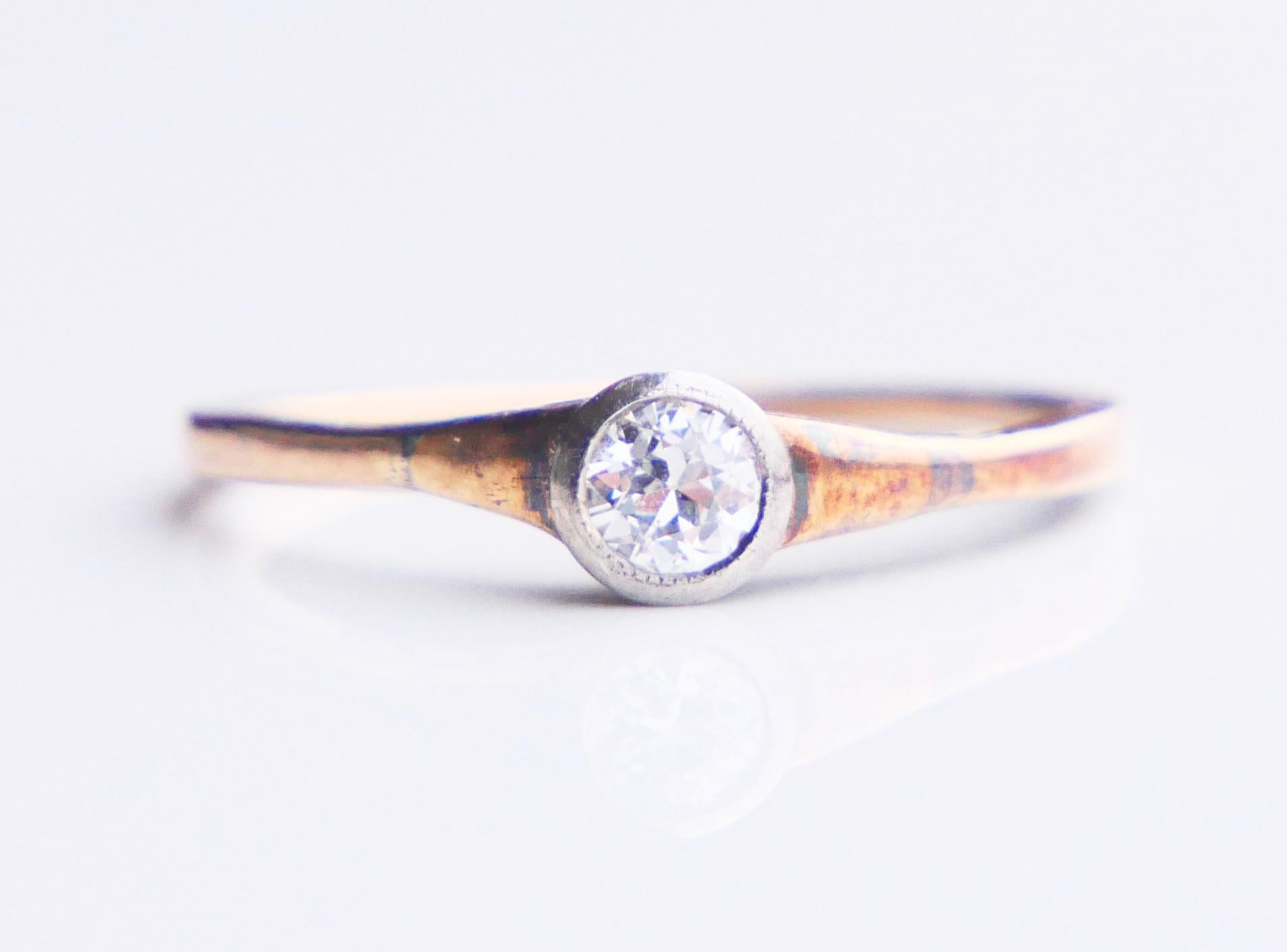 Antique German Ring natural 0.3ct Diamond solid 14K Gold Ø US6.5 / 1.5gr For Sale 7