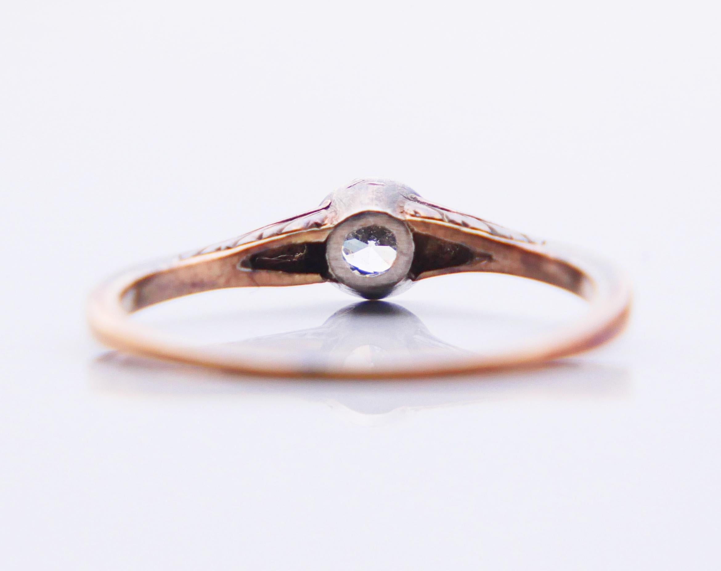 Antique German Ring natural 0.3ct Diamond solid 14K Gold Ø US6.5 / 1.5gr For Sale 8