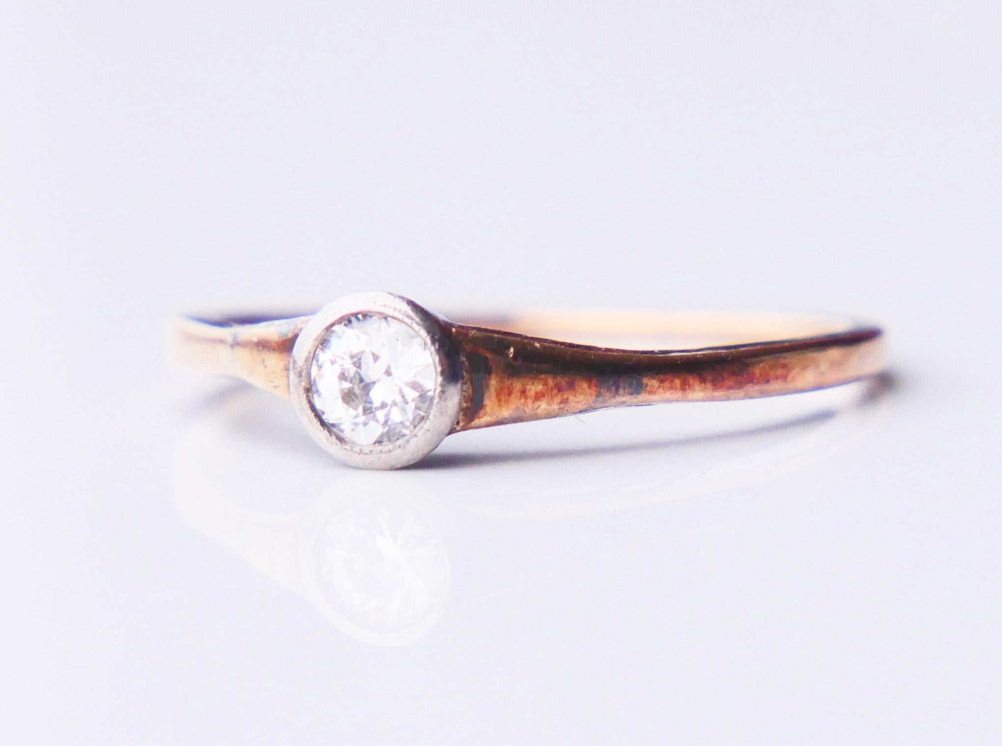 Antique German Ring natural 0.3ct Diamond solid 14K Gold Ø US6.5 / 1.5gr For Sale 9