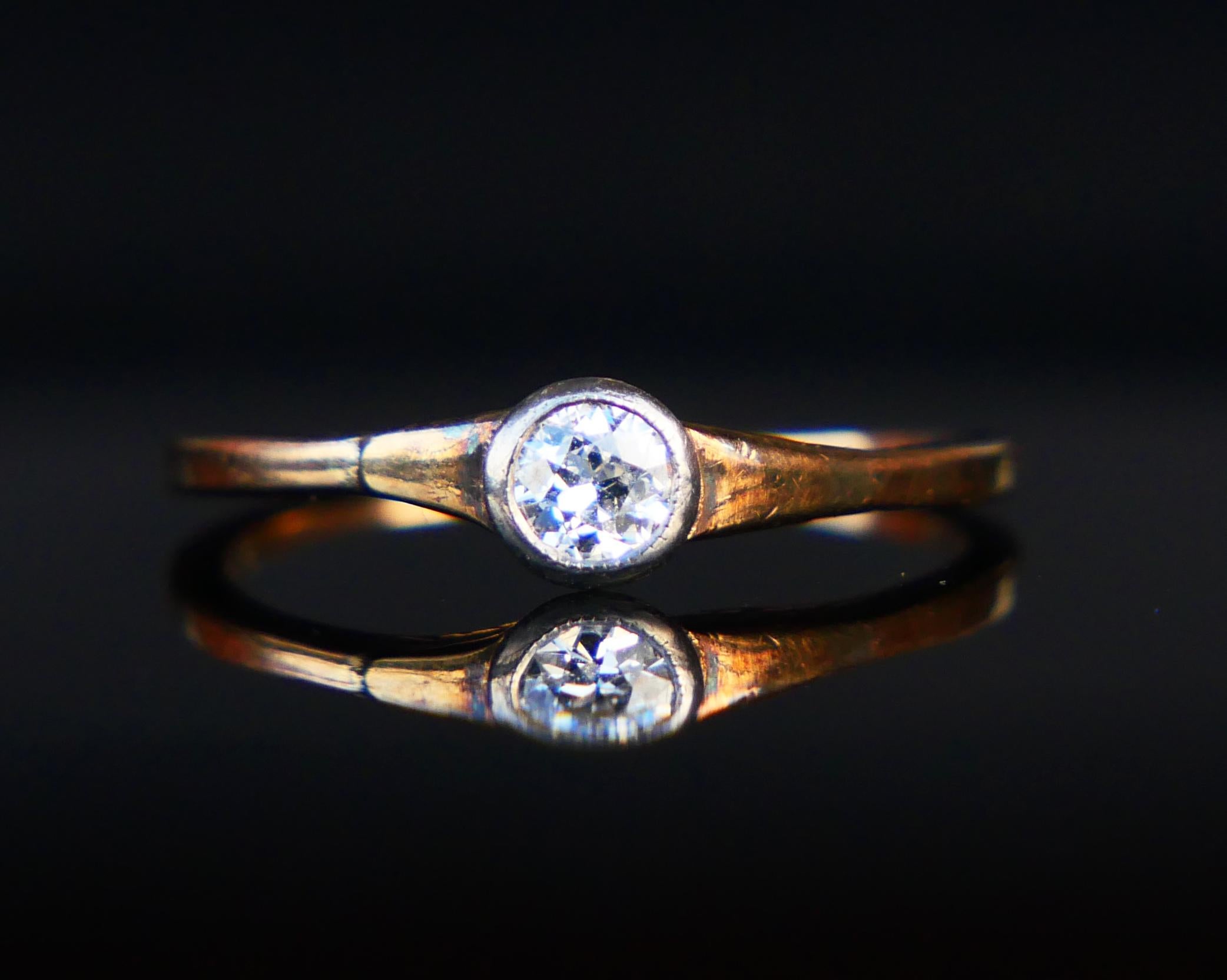 Antique German Ring natural 0.3ct Diamond solid 14K Gold Ø US6.5 / 1.5gr For Sale 2