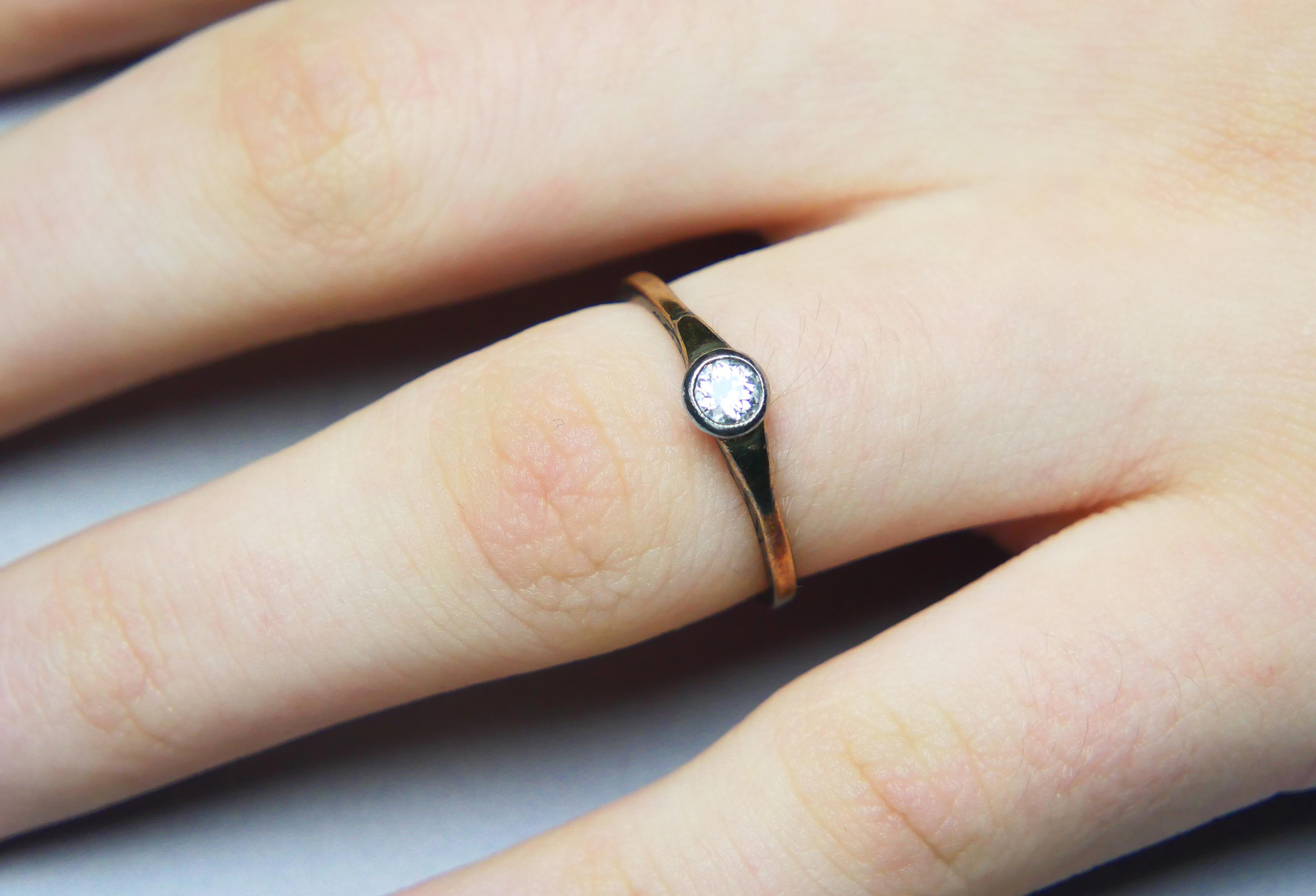 Antique German Ring natural 0.3ct Diamond solid 14K Gold Ø US6.5 / 1.5gr For Sale 3