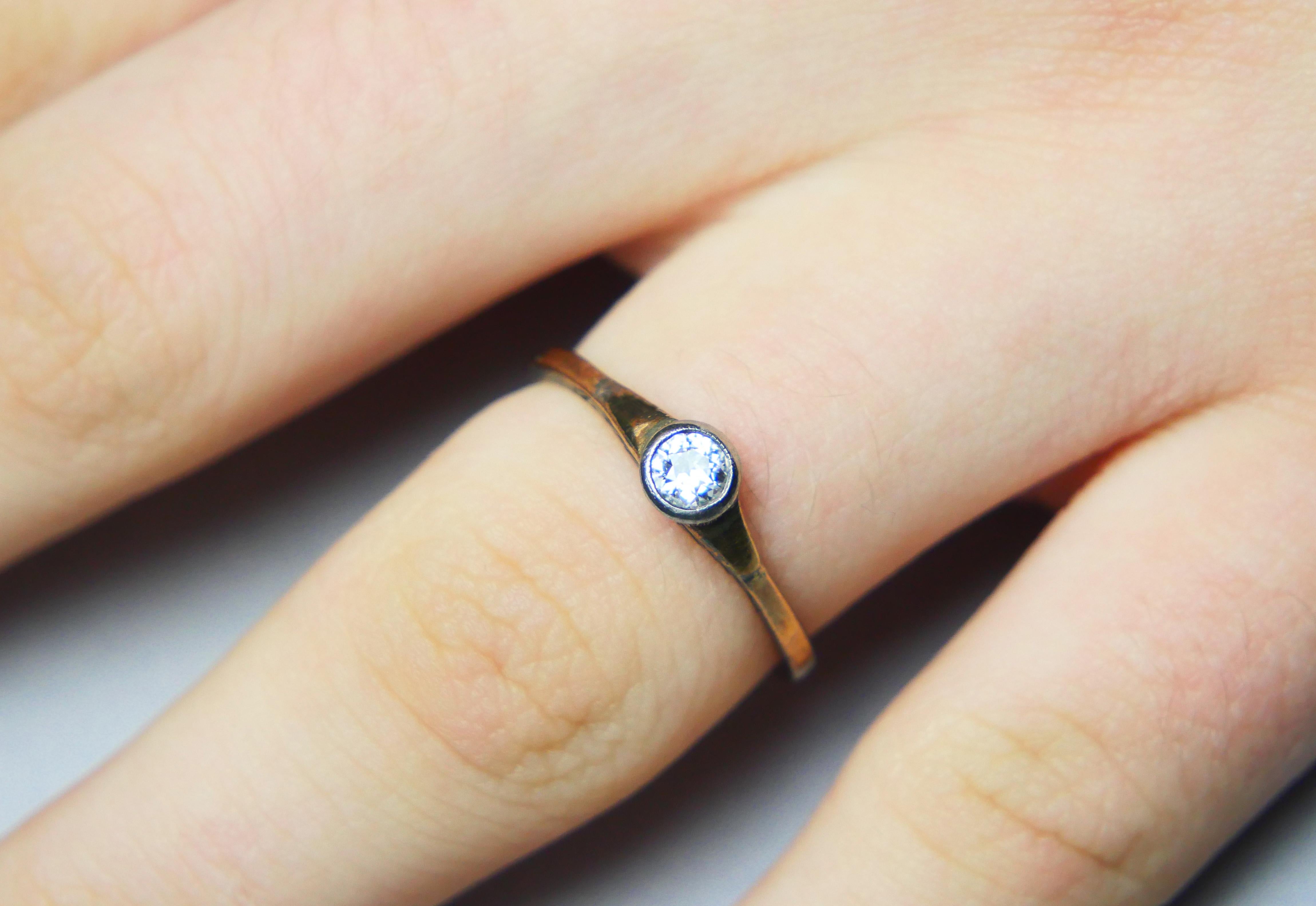 Antique German Ring natural 0.3ct Diamond solid 14K Gold Ø US6.5 / 1.5gr For Sale 4