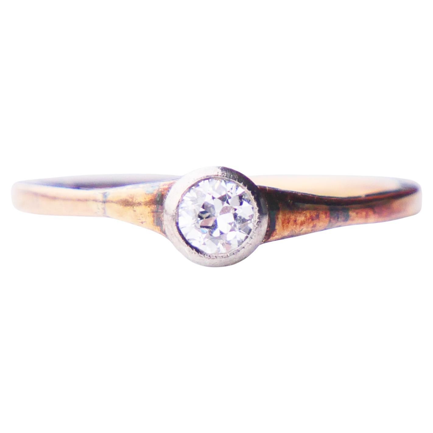 Antique German Ring natural 0.3ct Diamond solid 14K Gold Ø US6.5 / 1.5gr