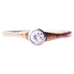 Antique German Ring natural 0.3ct Diamond solid 14K Gold Ø US6.5 / 1.5gr