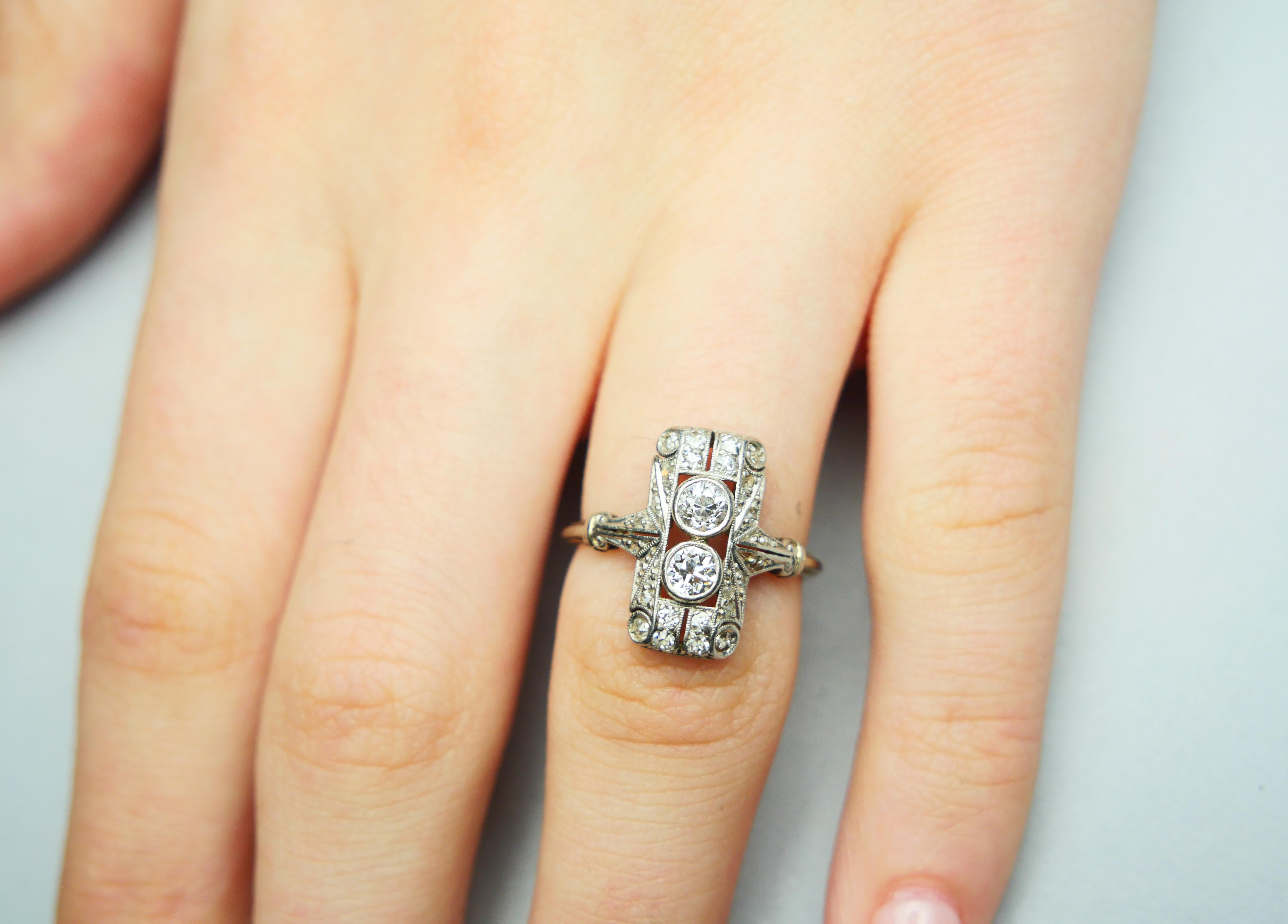 Anello antico tedesco con diamanti naturali da 0,5 ctw in platino 18 carati ØUS 5,5 / 3,1gr in vendita 5